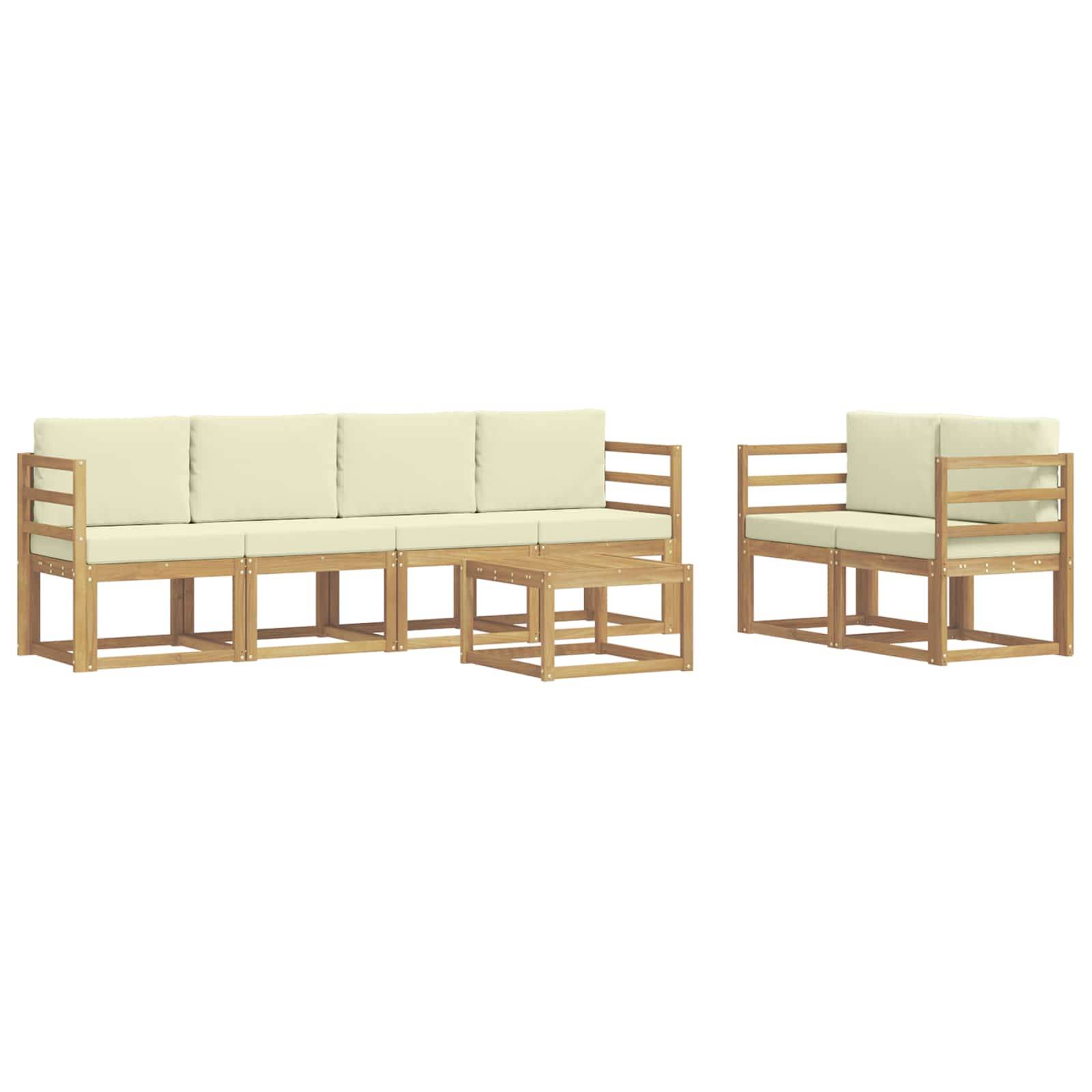 vidaXL Outdoor-Sofagarnitur mit Kissen 7 pcs Weiß und Creme