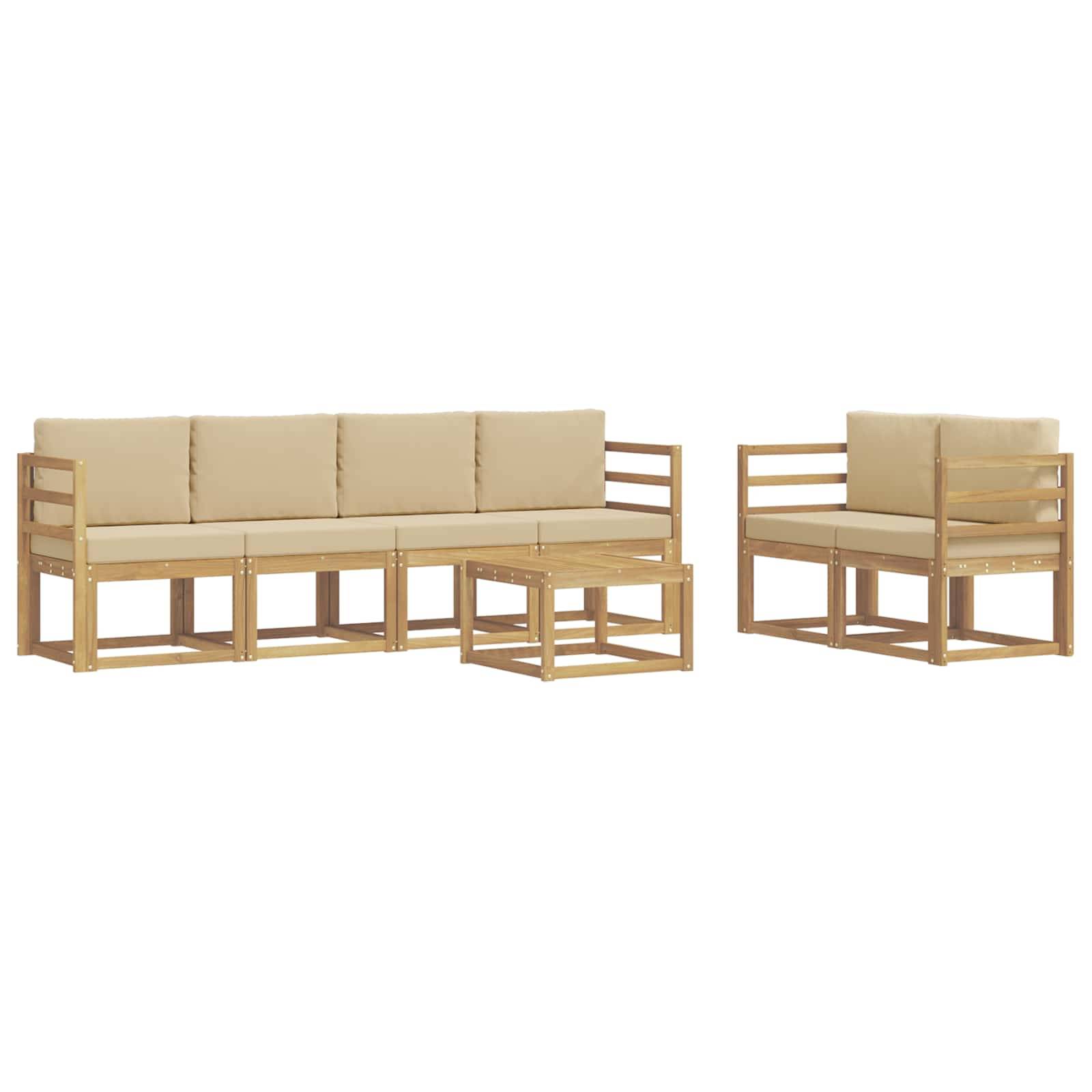 vidaXL Outdoor-Sofagarnitur mit Kissen 7 pcs Weiß und Beige