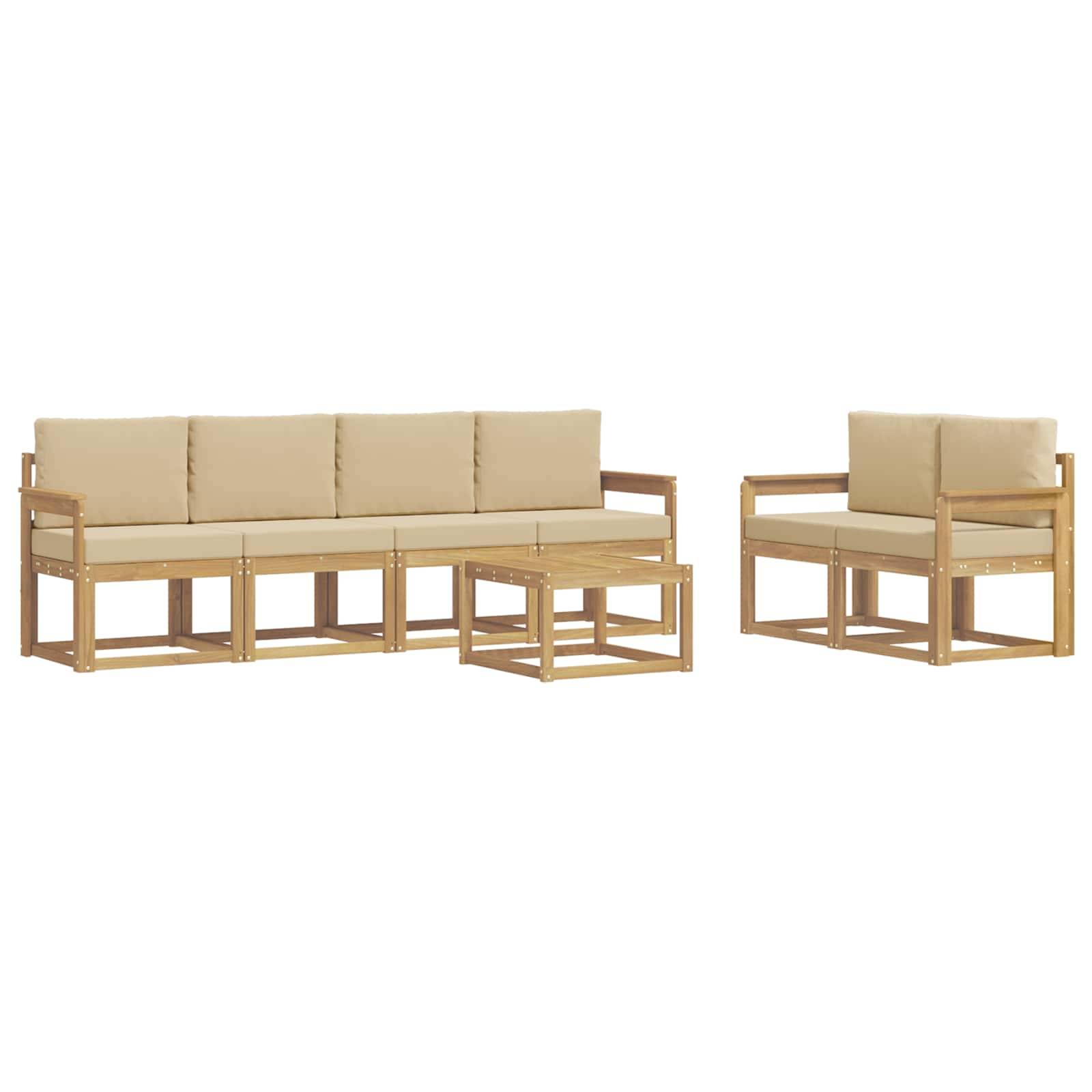 vidaXL Outdoor-Sofagarnitur mit Kissen 7 pcs Weiß und Beige