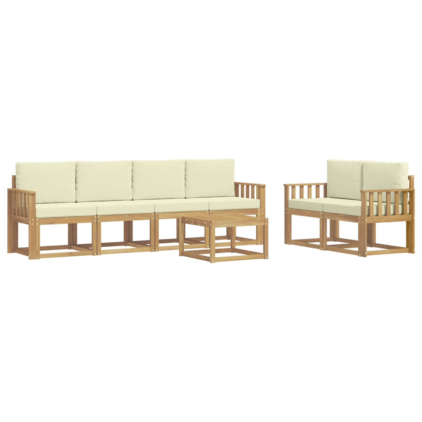 vidaXL Outdoor-Sofagarnitur mit Kissen 7 pcs Weiß und Creme