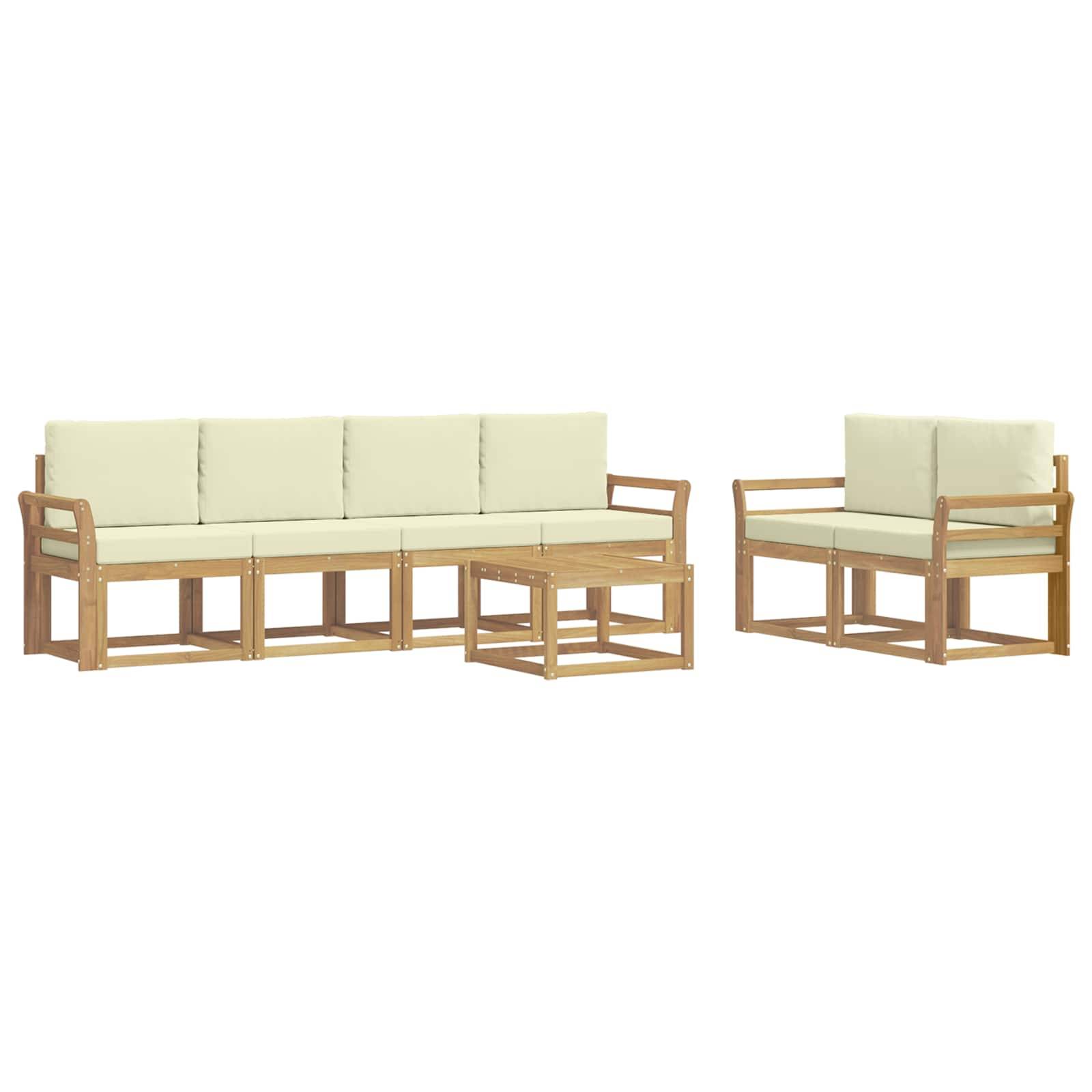 vidaXL Outdoor-Sofagarnitur mit Kissen 7 pcs Weiß und Creme