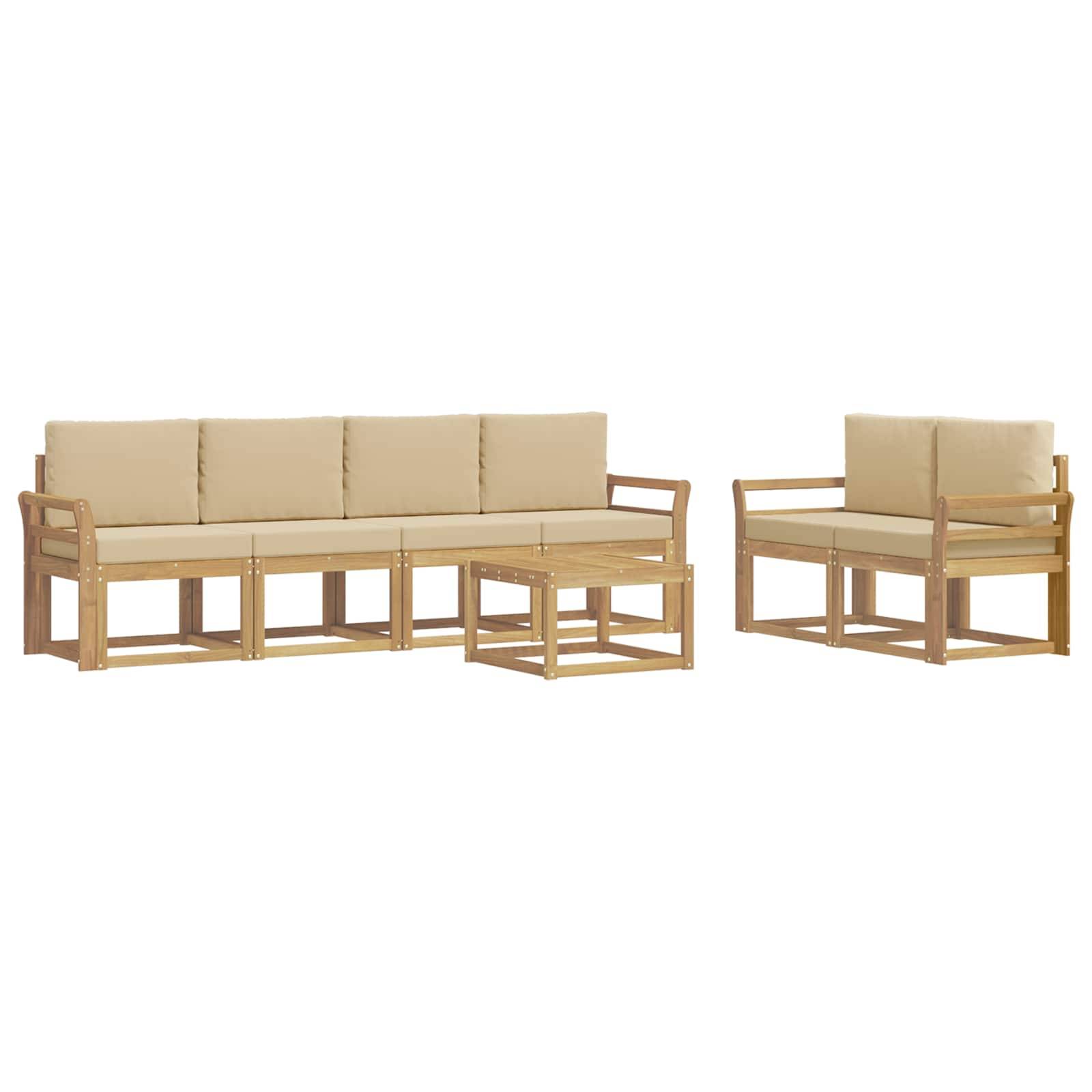 vidaXL Outdoor-Sofagarnitur mit Kissen 7 pcs Weiß und Beige