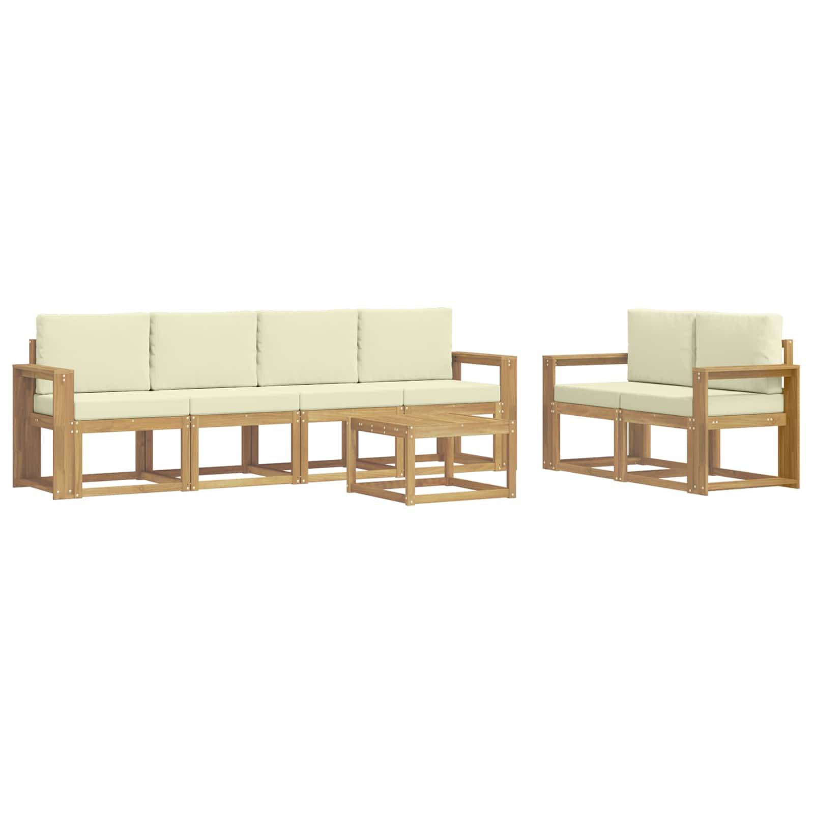 vidaXL Outdoor-Sofagarnitur mit Kissen 7 pcs Weiß und Creme