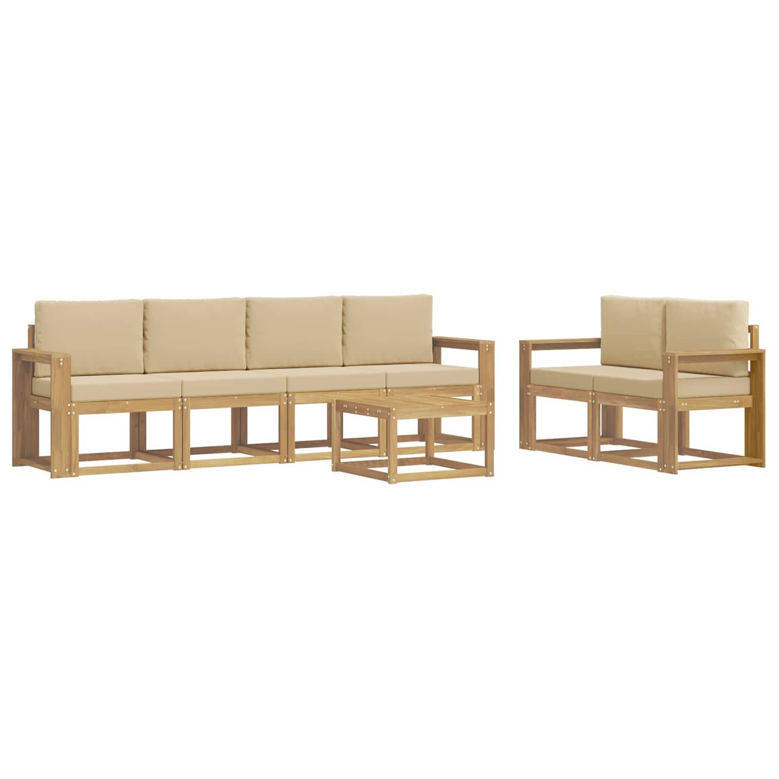 vidaXL Outdoor-Sofagarnitur mit Kissen 7 pcs Weiß und Beige