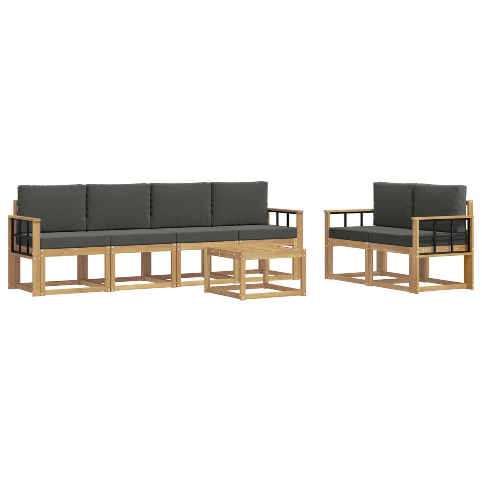 vidaXL Outdoor-Sofagarnitur mit Kissen 7 pcs Weiß und Anthrazit