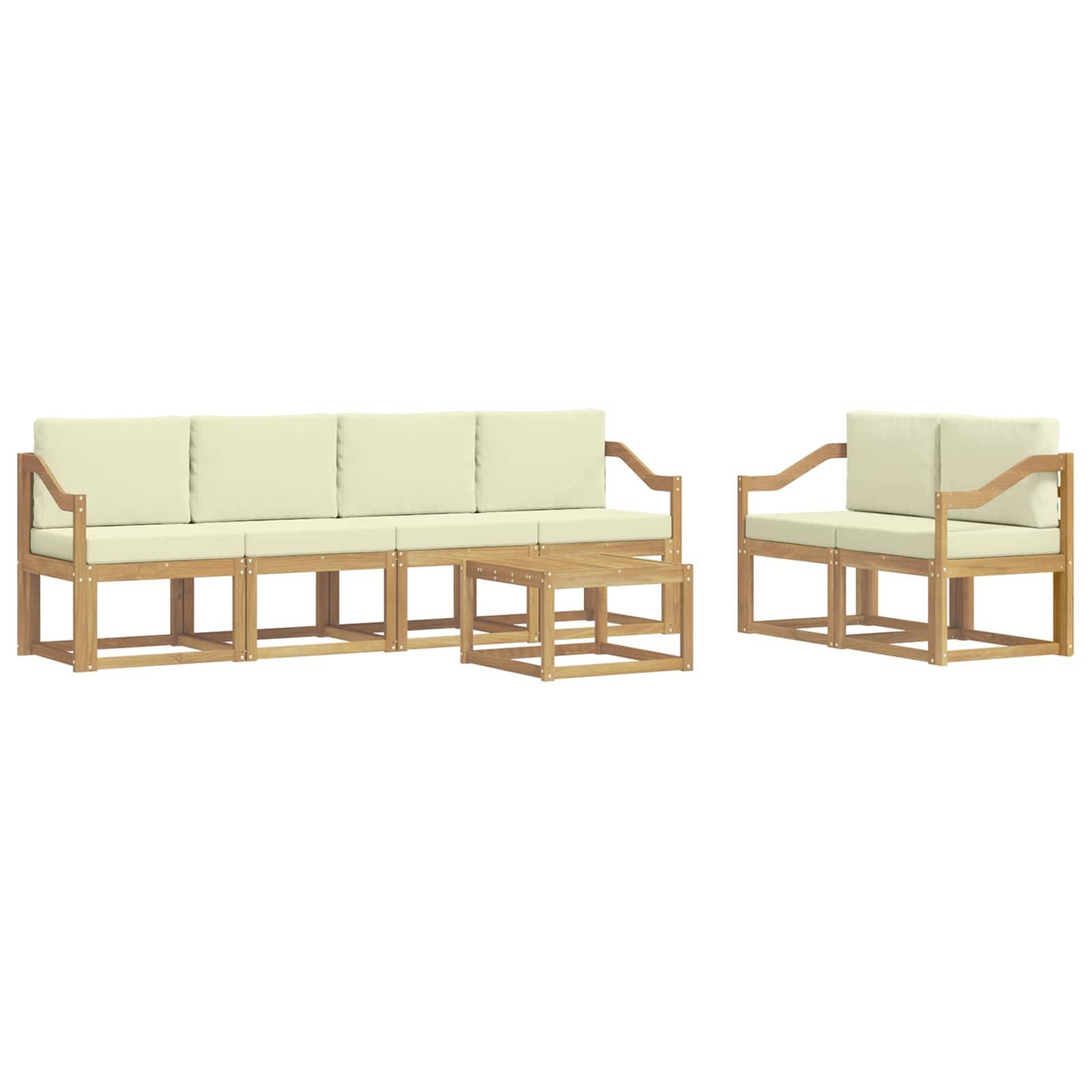 vidaXL Outdoor-Sofagarnitur mit Kissen 7 pcs Weiß und Creme