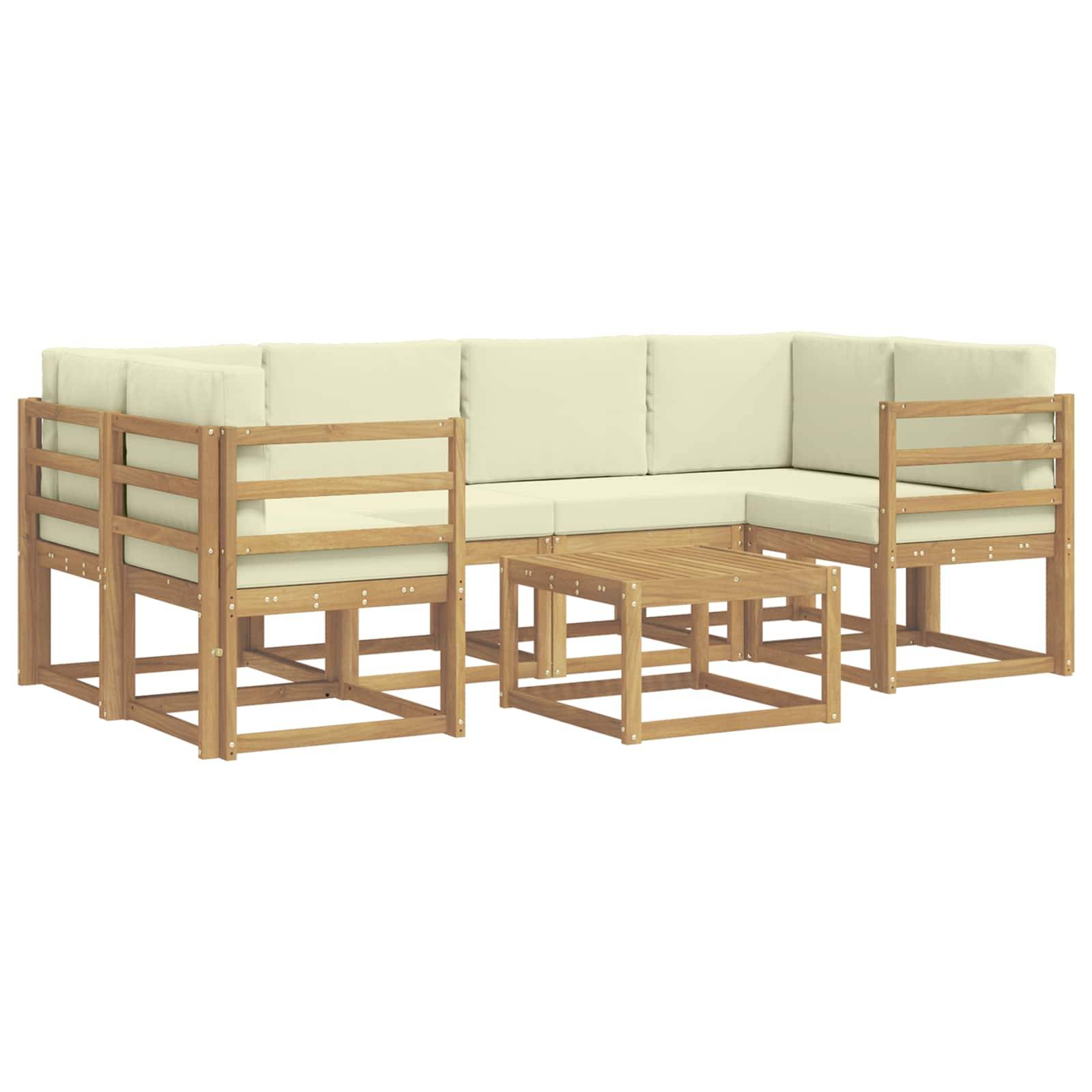 vidaXL Outdoor-Sofagarnitur mit Kissen 7 pcs Weiß und Creme