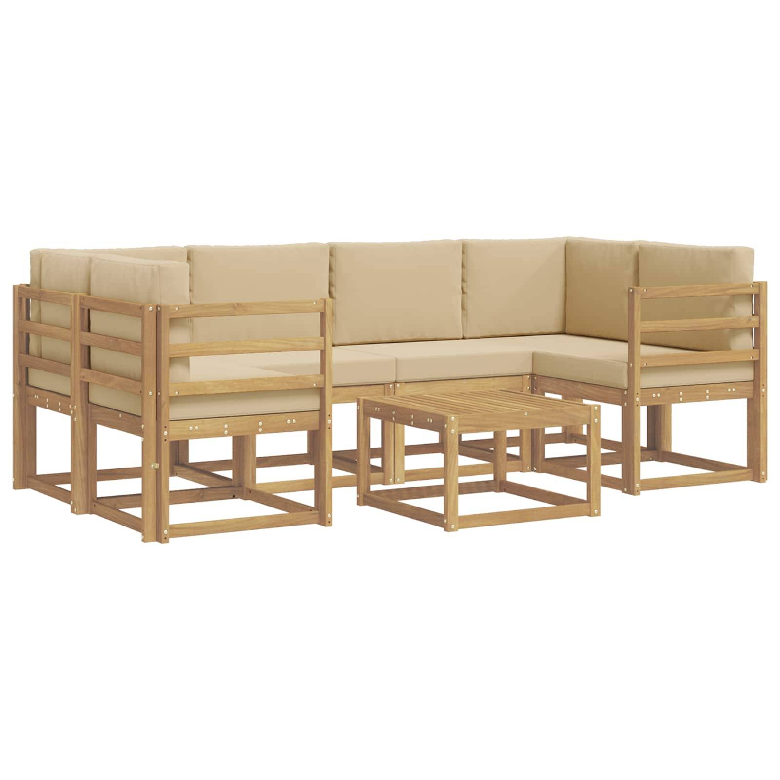 vidaXL Outdoor-Sofagarnitur mit Kissen 7 pcs Weiß und Beige