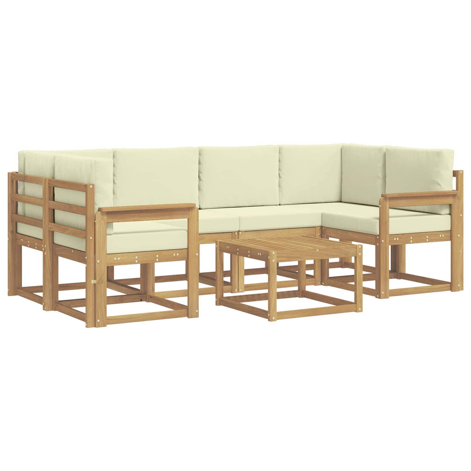 vidaXL Outdoor-Sofagarnitur mit Kissen 7 pcs Weiß und Creme