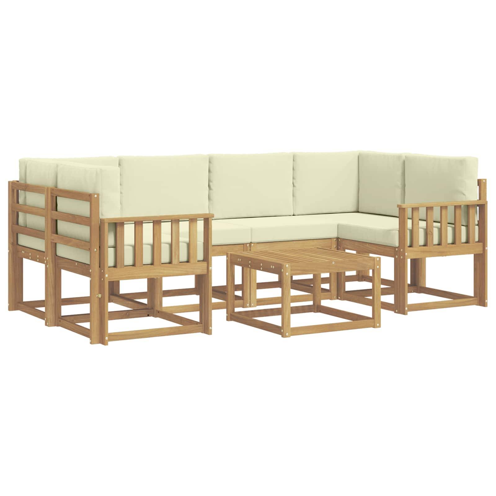 vidaXL Outdoor-Sofagarnitur mit Kissen 7 pcs Weiß und Creme
