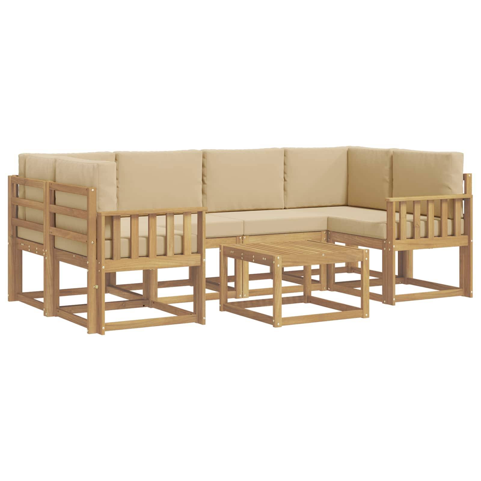 vidaXL Outdoor-Sofagarnitur mit Kissen 7 pcs Weiß und Beige