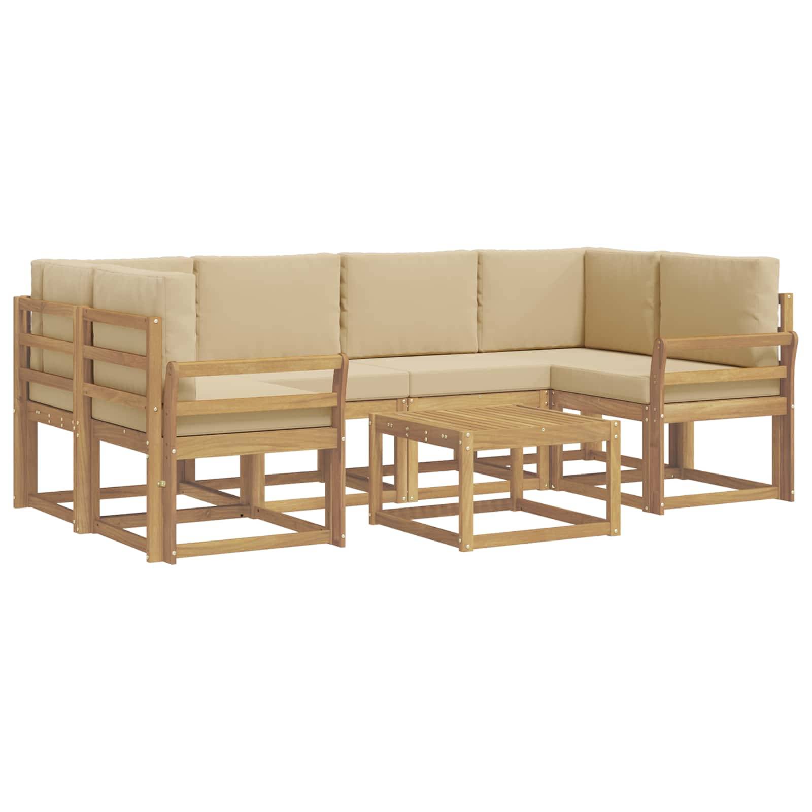 vidaXL Outdoor-Sofagarnitur mit Kissen 7 pcs Weiß und Beige