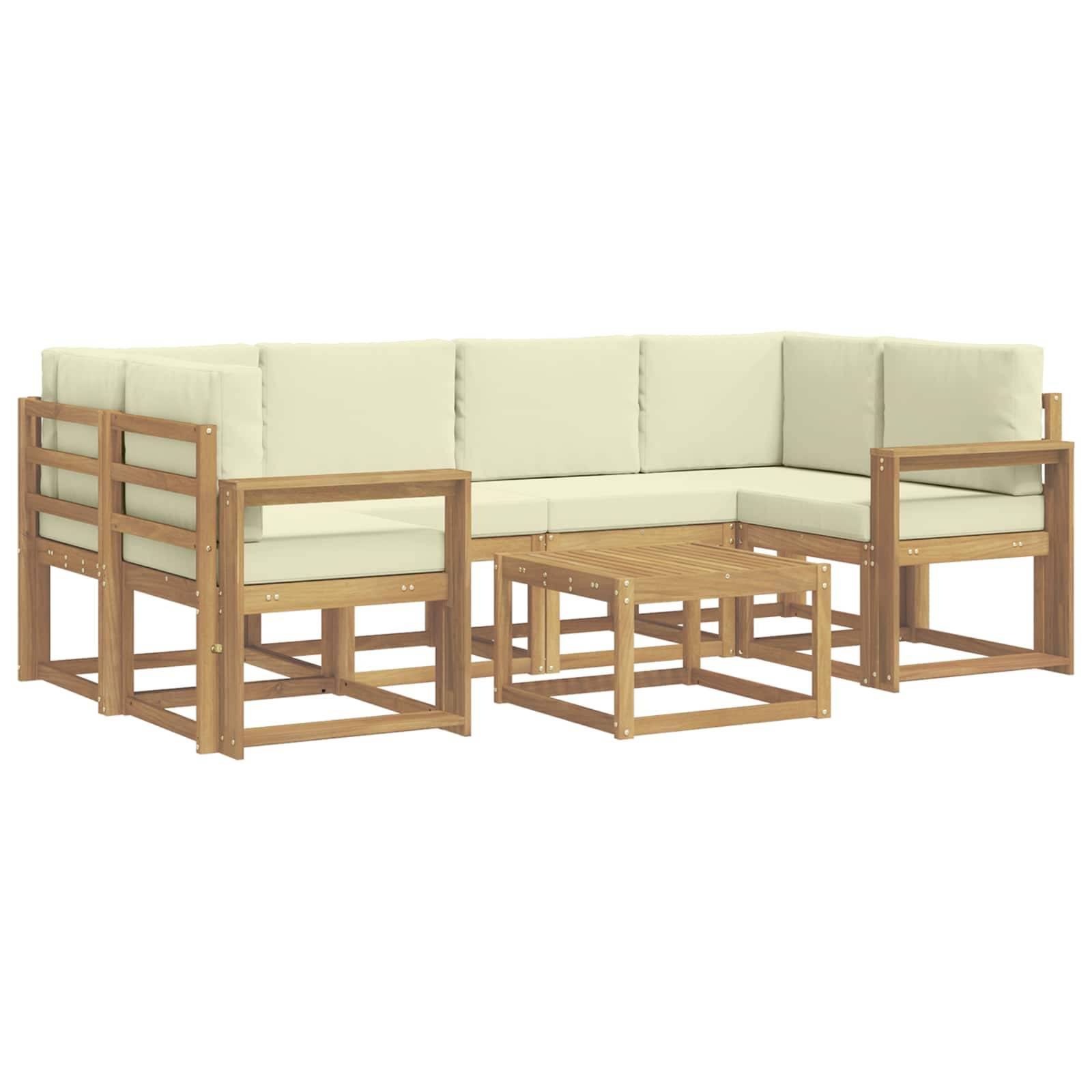vidaXL Outdoor-Sofagarnitur mit Kissen 7 pcs Weiß und Creme