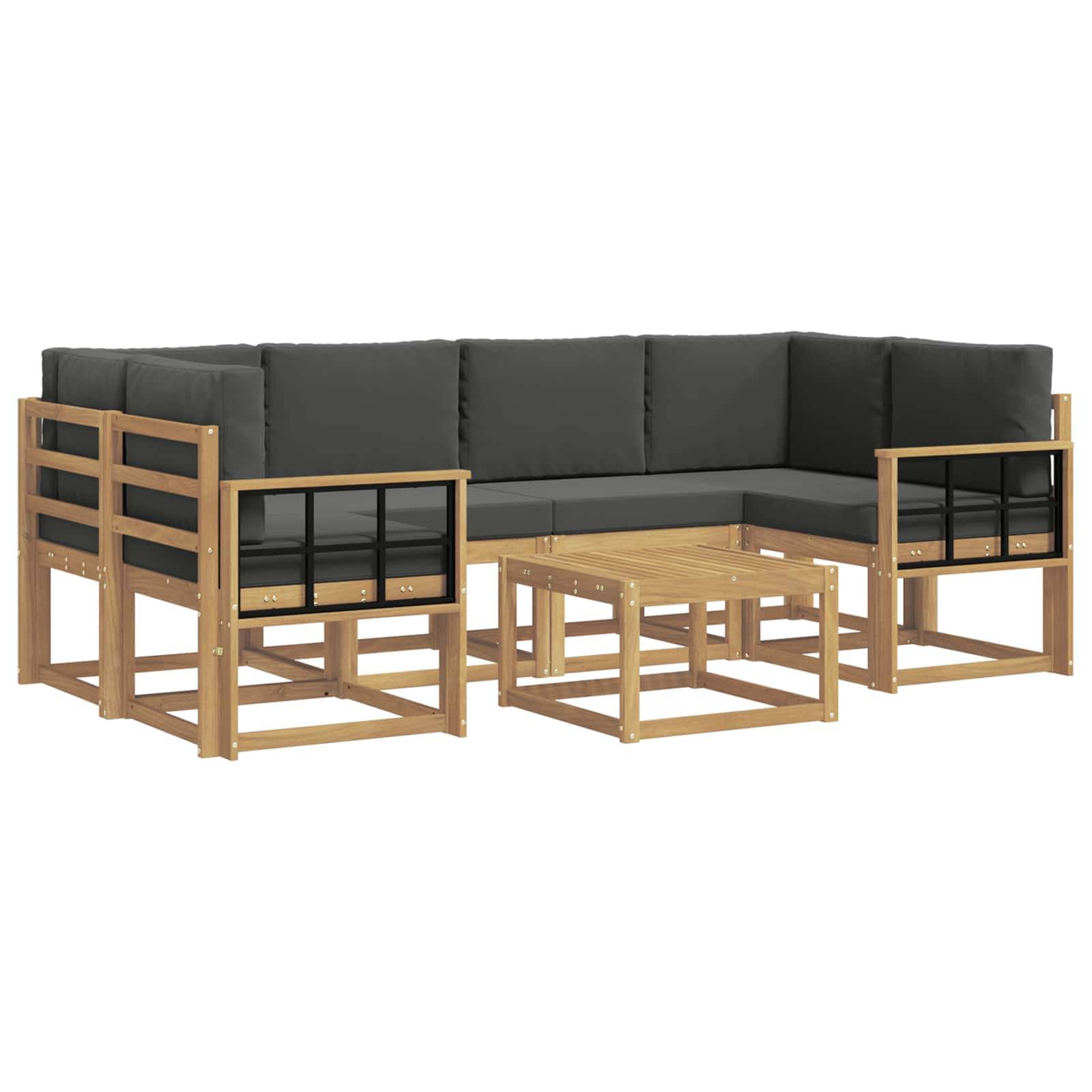 vidaXL Outdoor-Sofagarnitur mit Kissen 7 pcs Weiß und Anthrazit