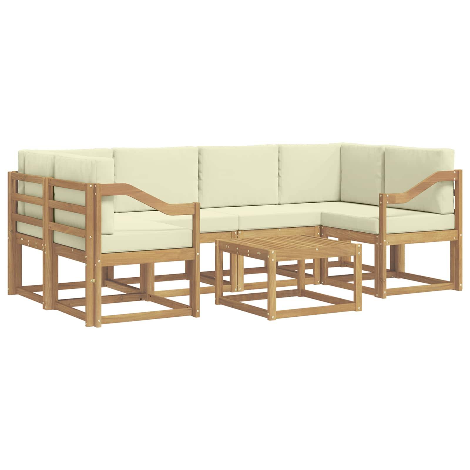 vidaXL Outdoor-Sofagarnitur mit Kissen 7 pcs Weiß und Creme