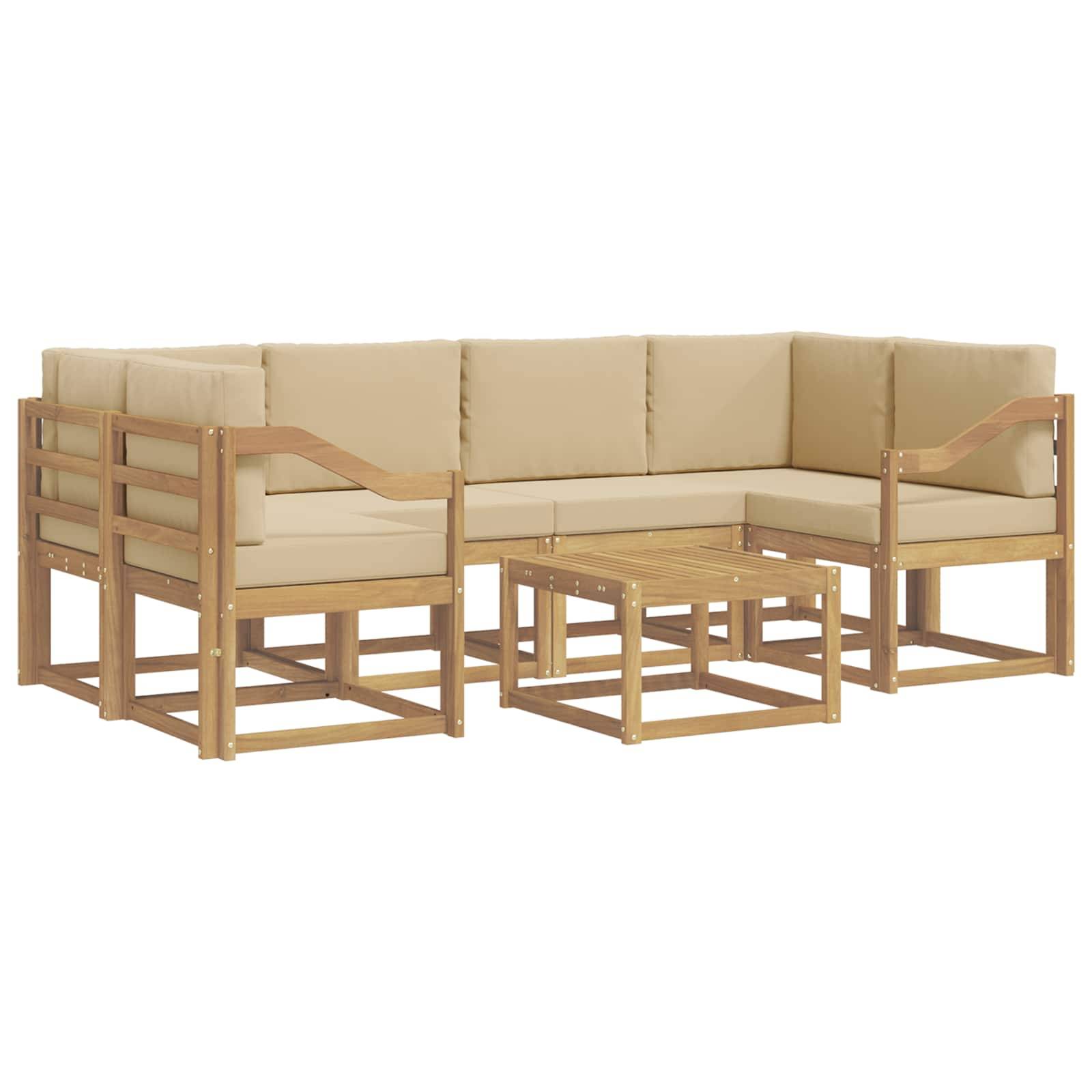 vidaXL Outdoor-Sofagarnitur mit Kissen 7 pcs Weiß und Beige