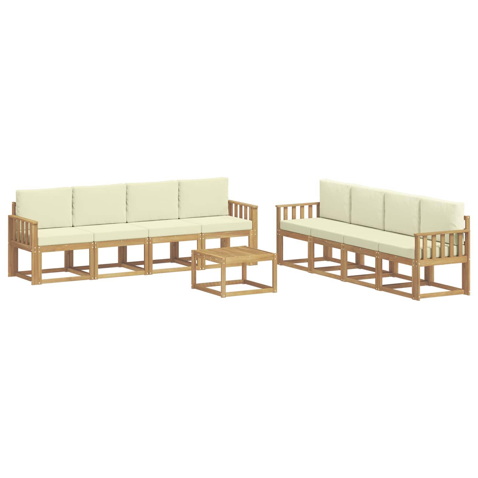 vidaXL Outdoor-Sofagarnitur mit Kissen 9 pcs Weiß und Creme