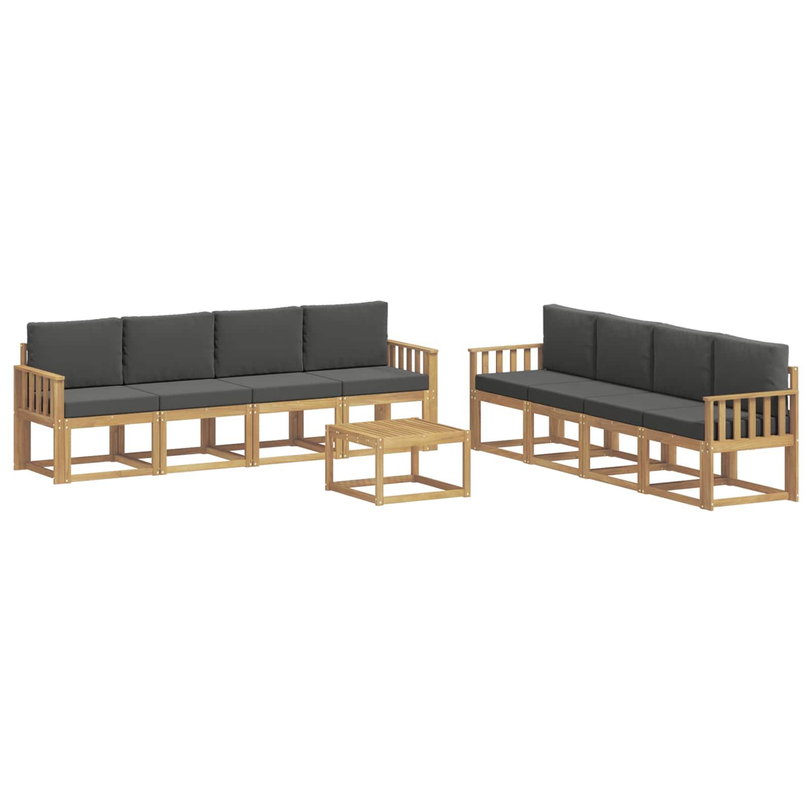 vidaXL Outdoor-Sofagarnitur mit Kissen 9 pcs Weiß und Anthrazit