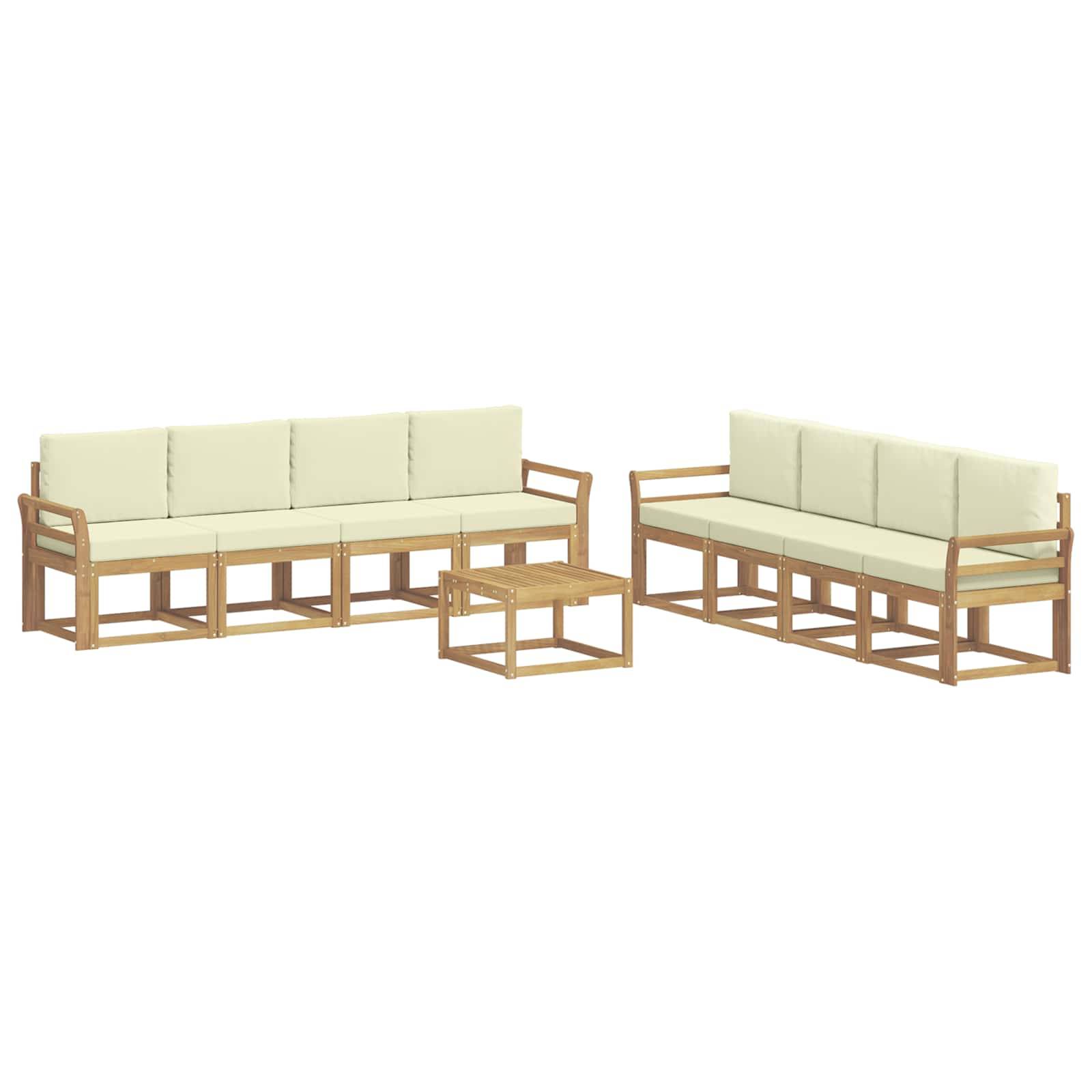 vidaXL Outdoor-Sofagarnitur mit Kissen 9 pcs Weiß und Creme