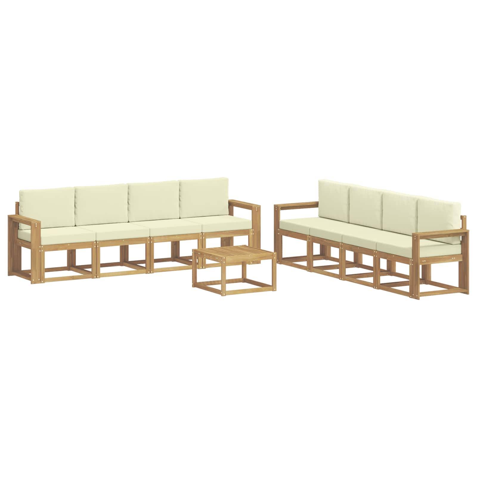 vidaXL Outdoor-Sofagarnitur mit Kissen 9 pcs Weiß und Creme