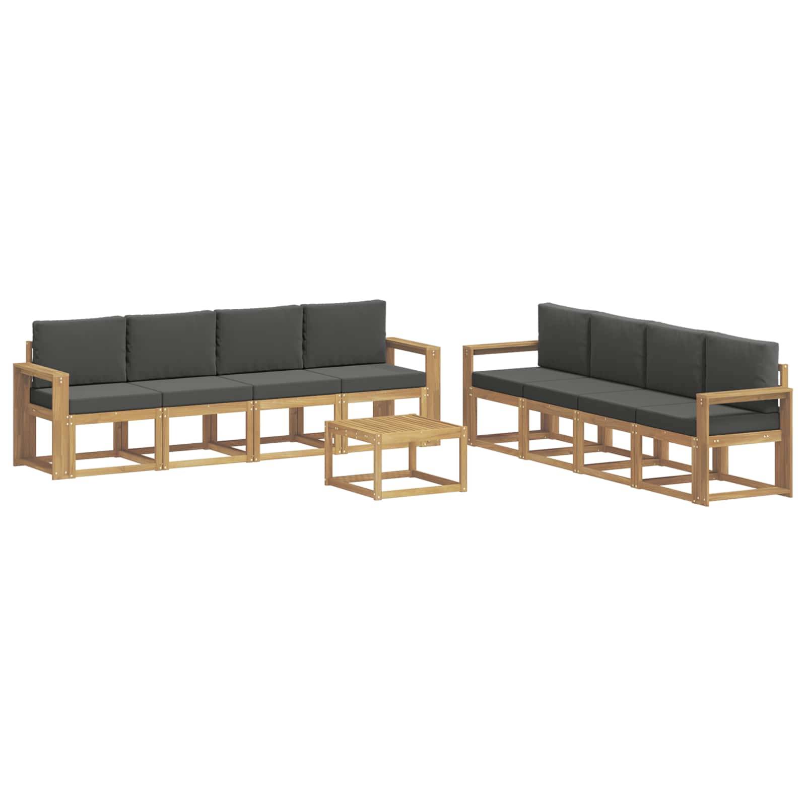 vidaXL Outdoor-Sofagarnitur mit Kissen 9 pcs Weiß und Anthrazit