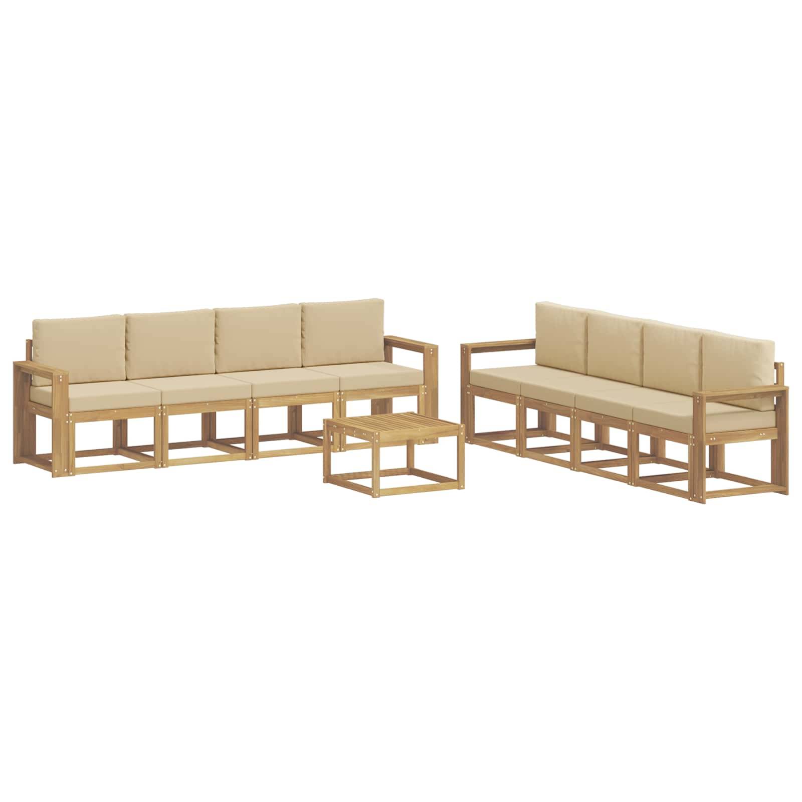 vidaXL Outdoor-Sofagarnitur mit Kissen 9 pcs Weiß und Beige