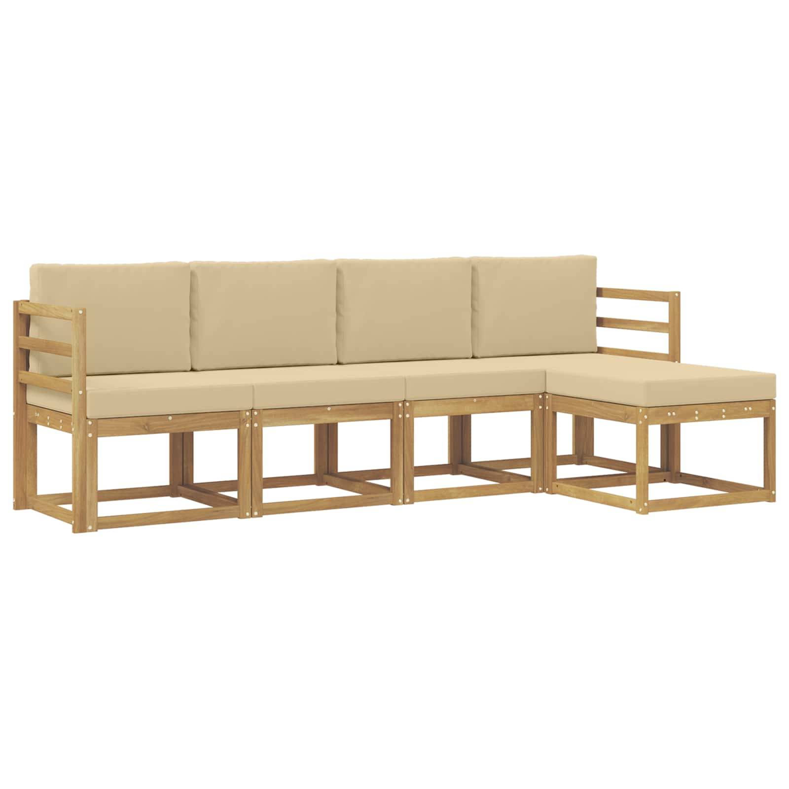 vidaXL Outdoor-Sofagarnitur mit Kissen 5 pcs Weiß und Beige
