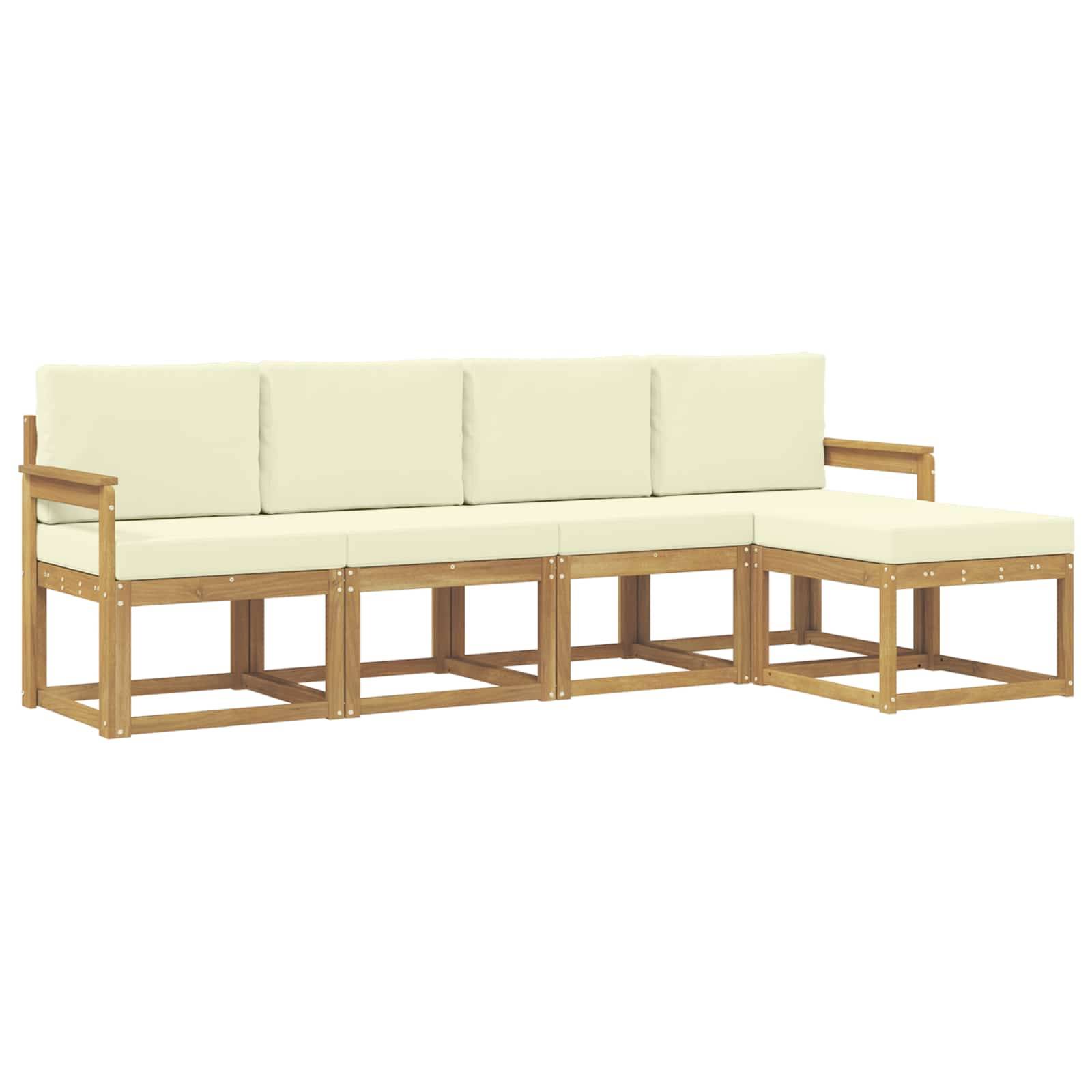 vidaXL Outdoor-Sofagarnitur mit Kissen 5 pcs Weiß und Creme