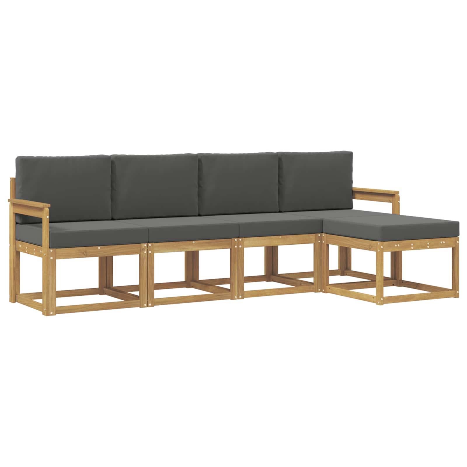 vidaXL Outdoor-Sofagarnitur mit Kissen 5 pcs Weiß und Anthrazit