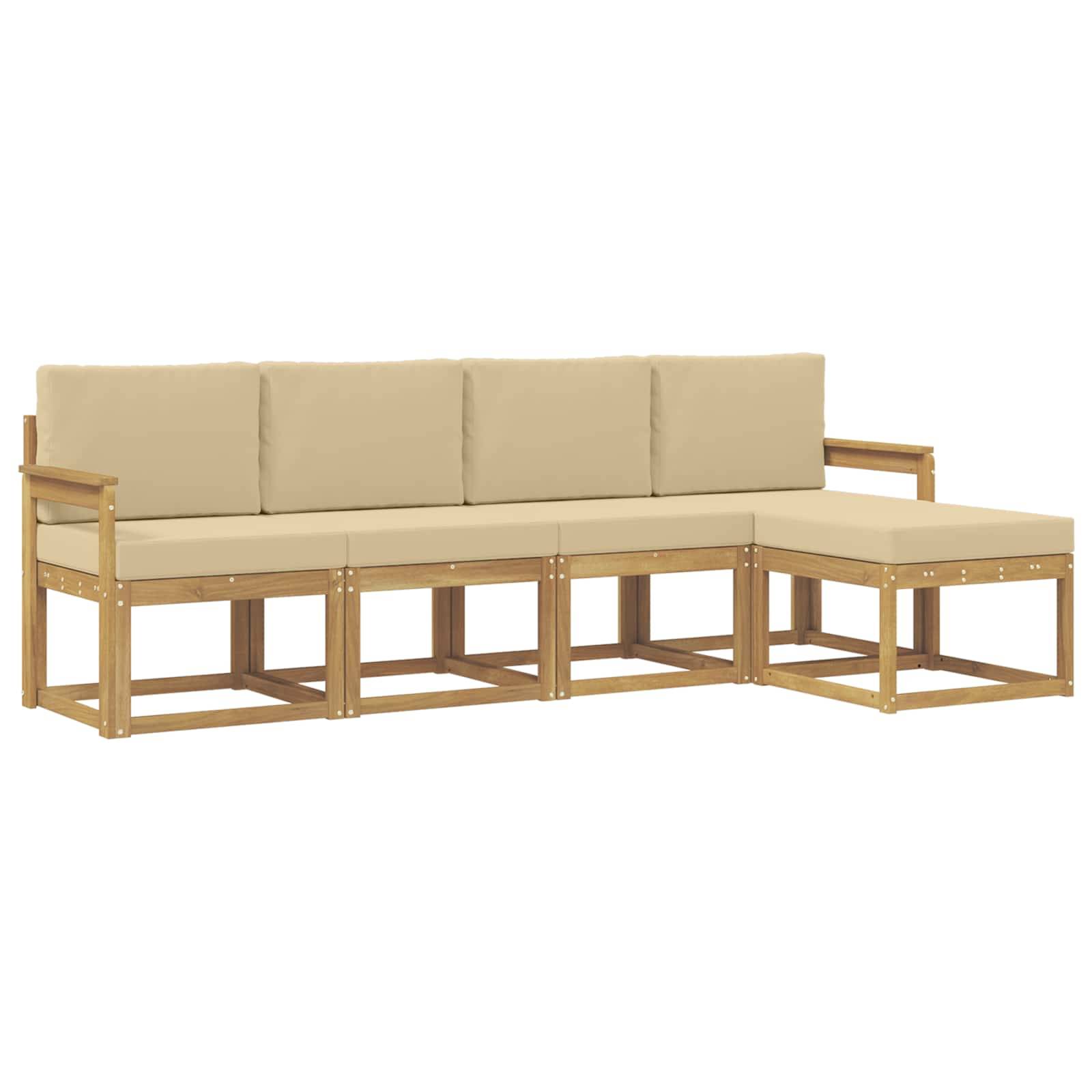 vidaXL Outdoor-Sofagarnitur mit Kissen 5 pcs Weiß und Beige