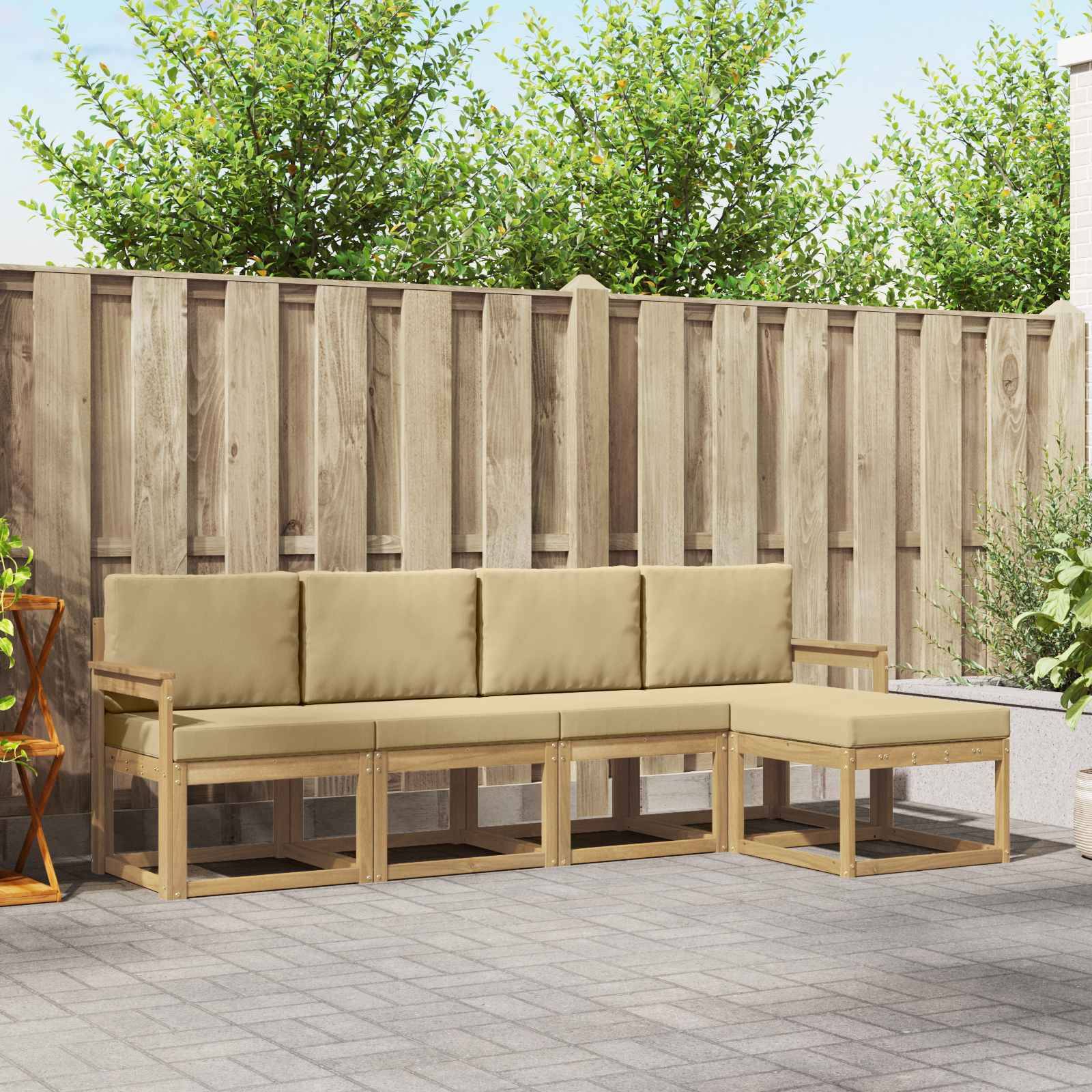 vidaXL Outdoor-Sofagarnitur mit Kissen 5 pcs Weiß und Beige