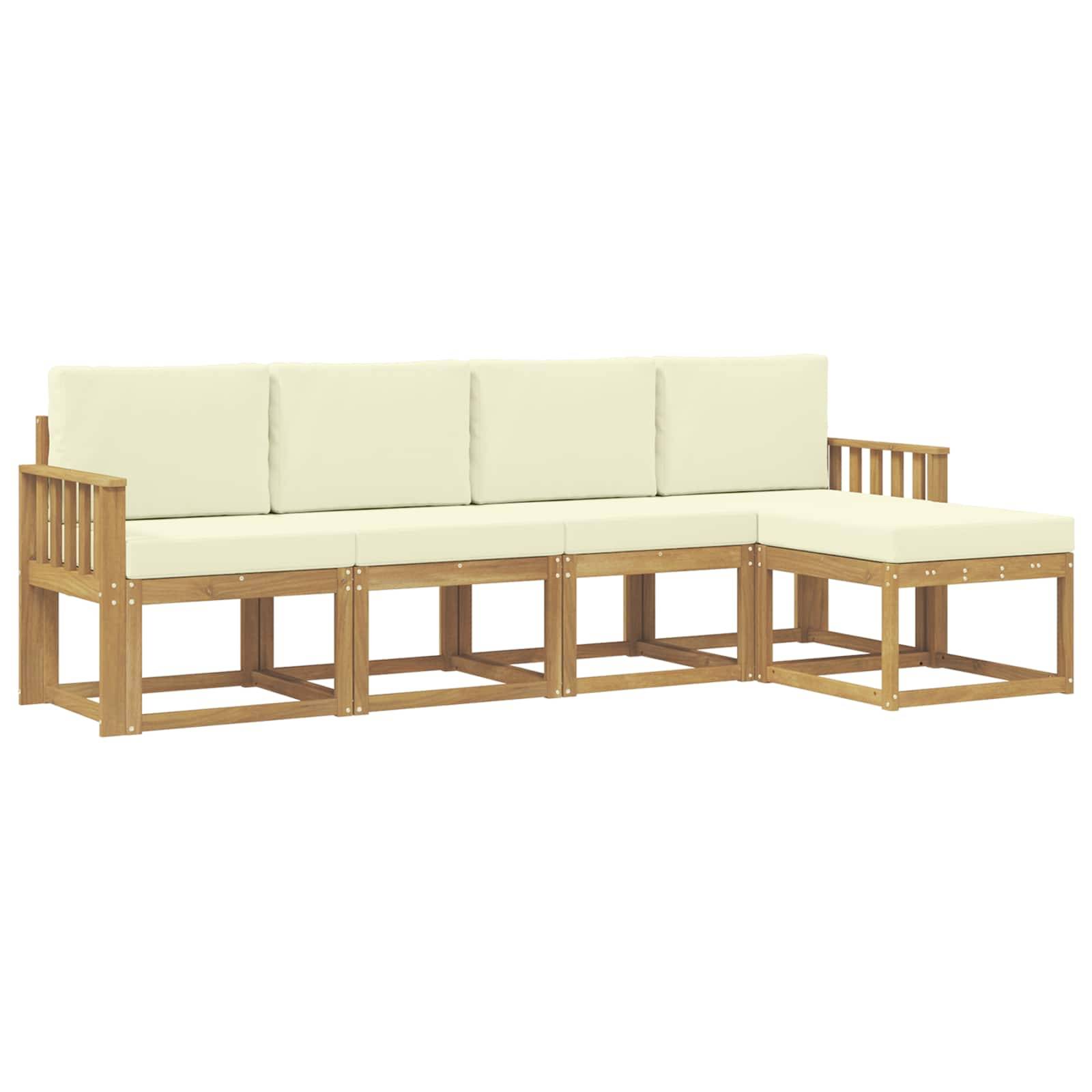 vidaXL Outdoor-Sofagarnitur mit Kissen 5 pcs Weiß und Creme