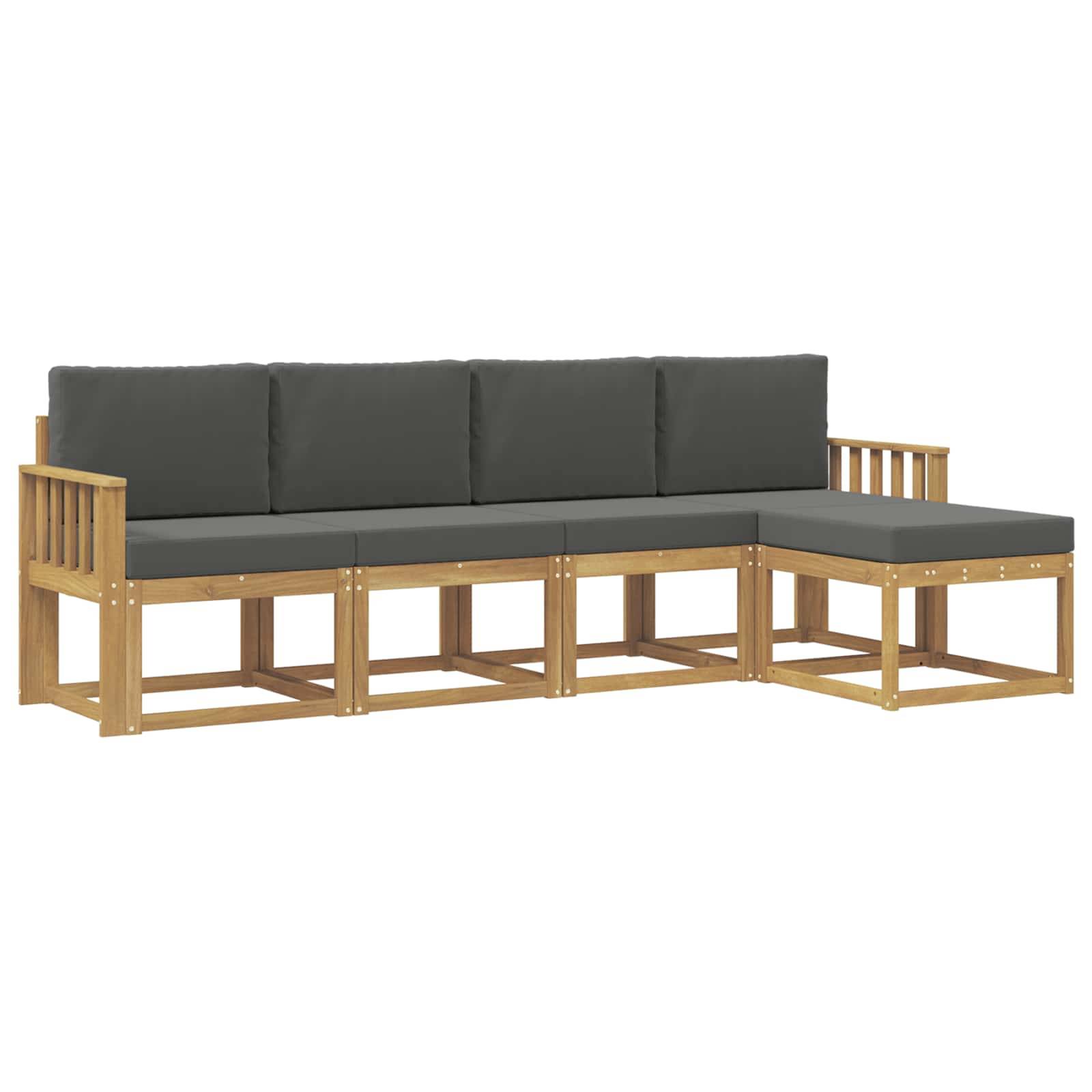 vidaXL Outdoor-Sofagarnitur mit Kissen 5 pcs Weiß und Anthrazit