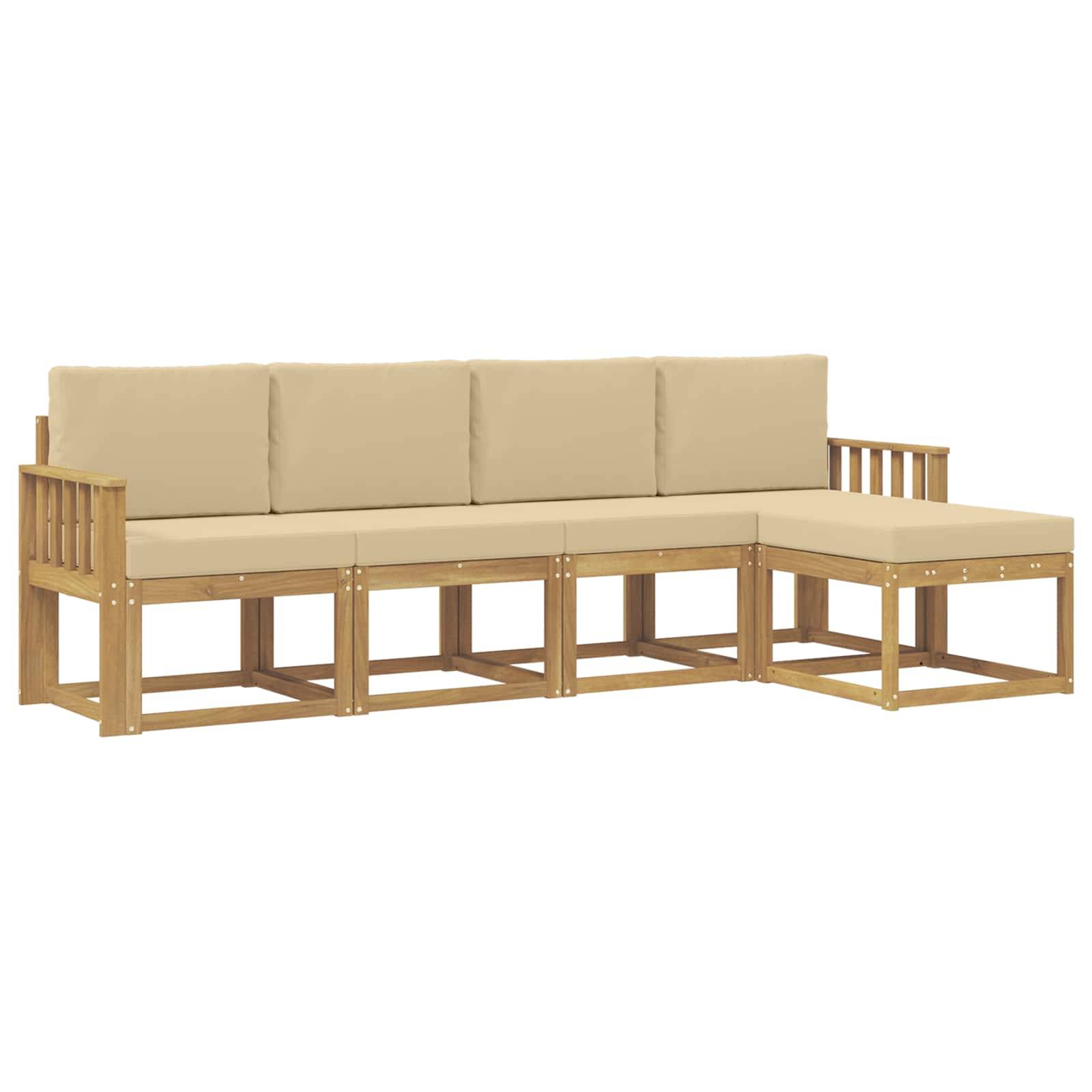 vidaXL Outdoor-Sofagarnitur mit Kissen 5 pcs Weiß und Beige