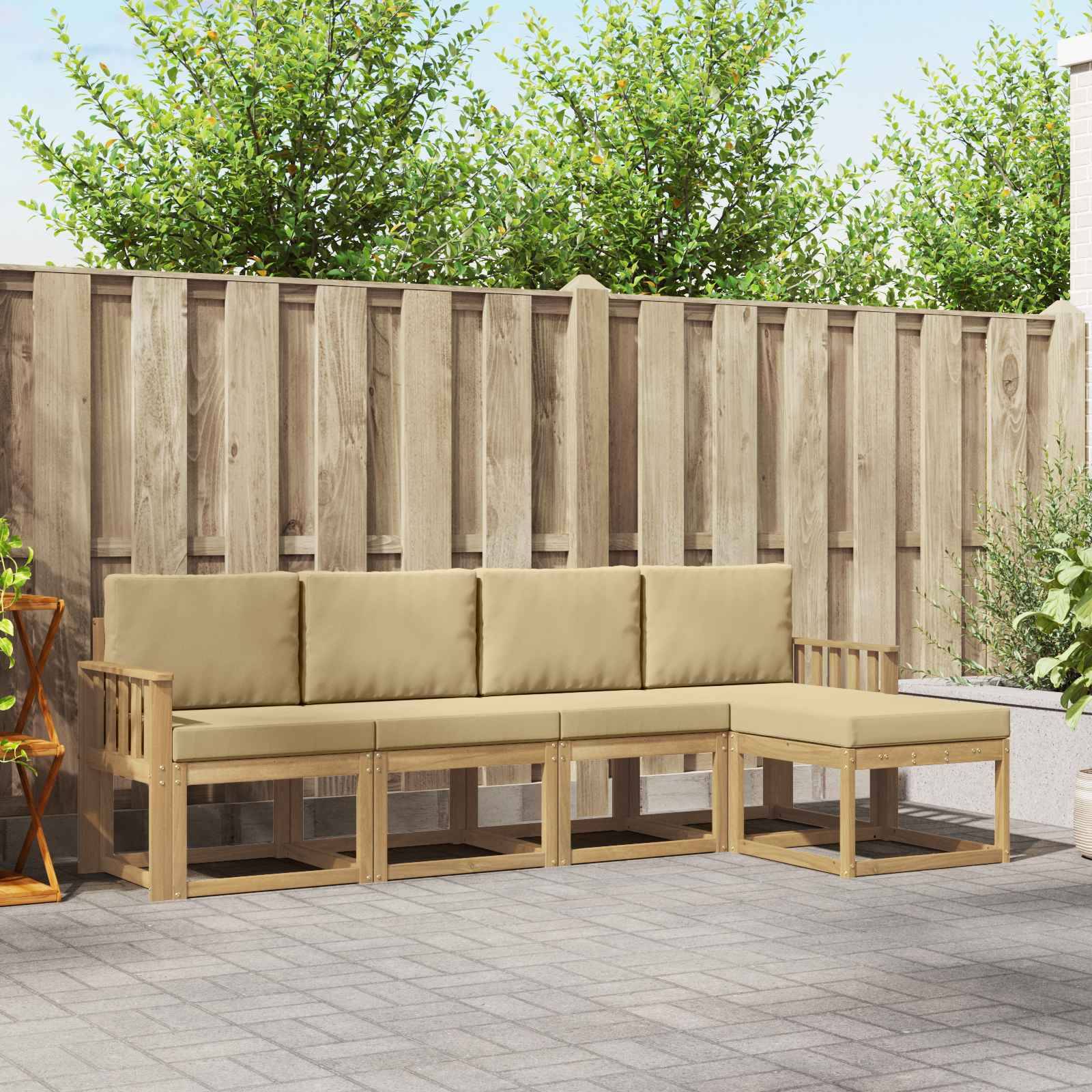 vidaXL Outdoor-Sofagarnitur mit Kissen 5 pcs Weiß und Beige