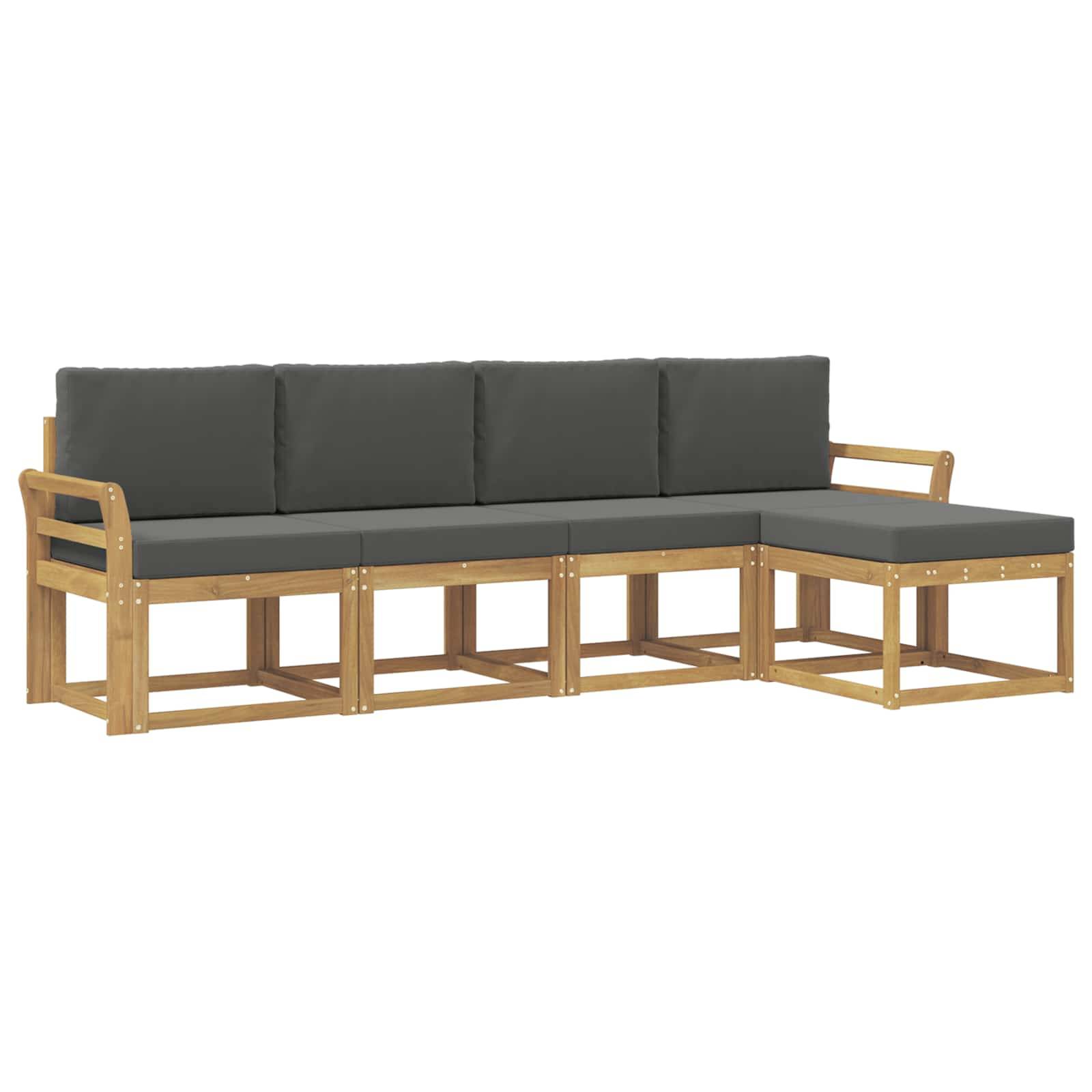 vidaXL Outdoor-Sofagarnitur mit Kissen 5 pcs Weiß und Anthrazit