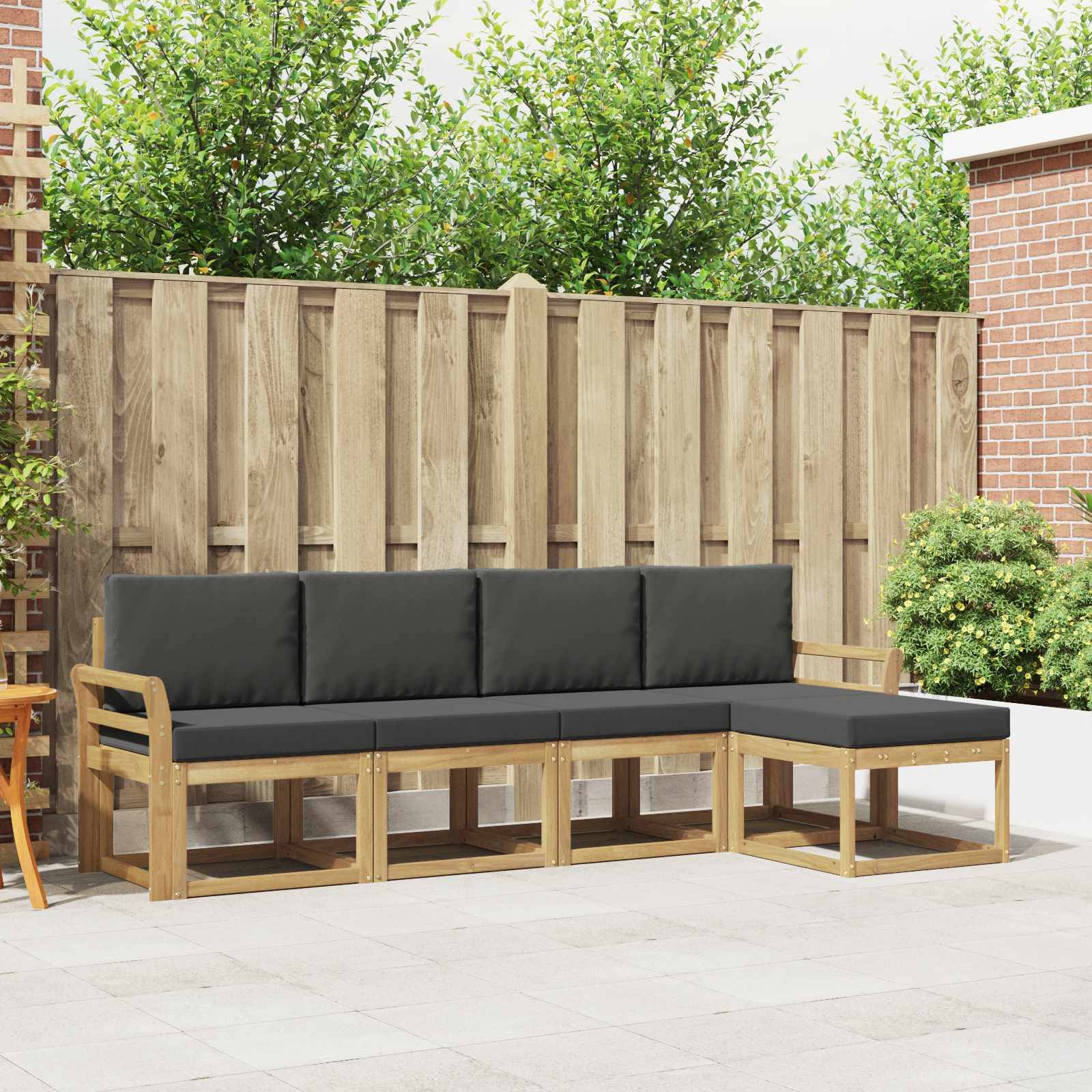 vidaXL Outdoor-Sofagarnitur mit Kissen 5 pcs Weiß und Anthrazit
