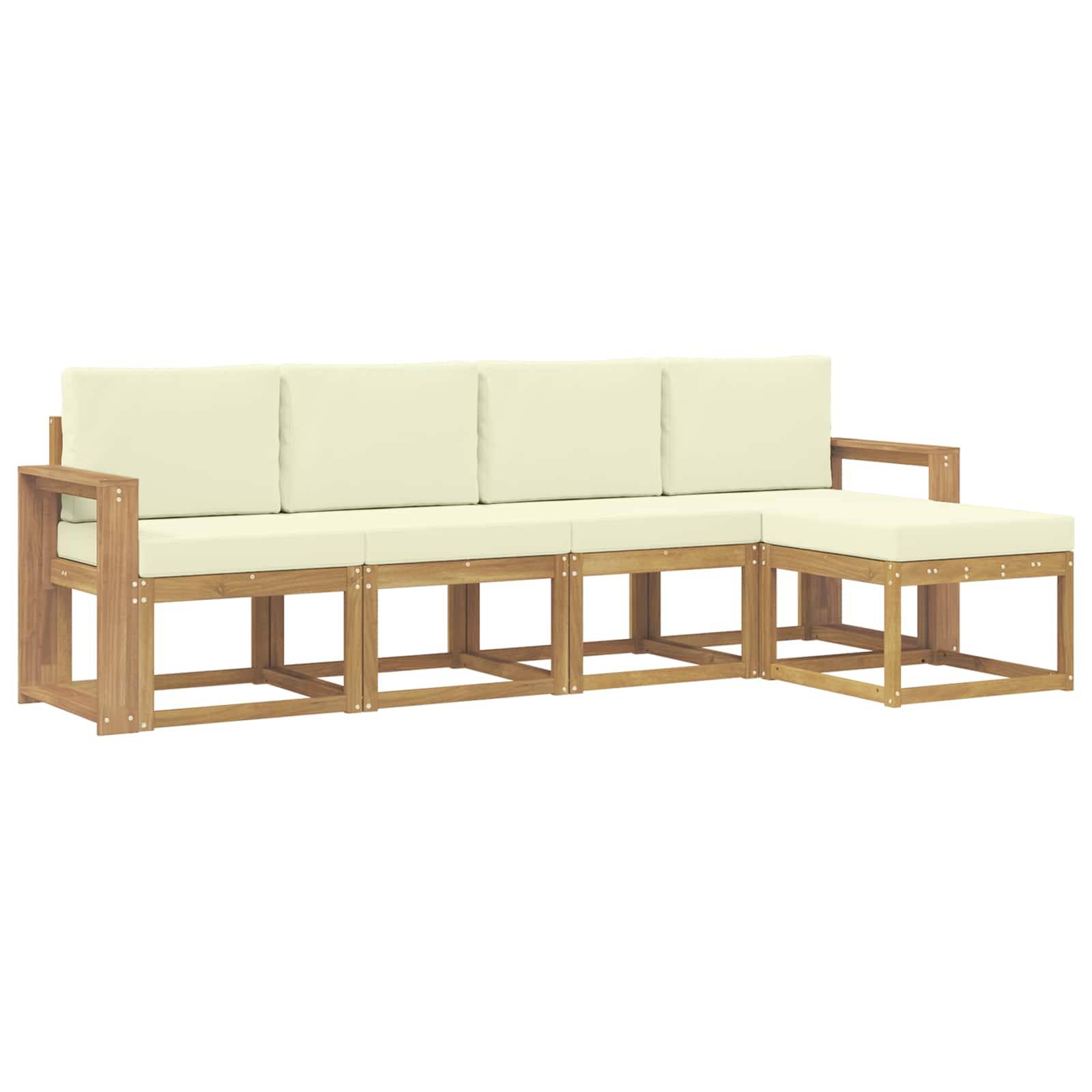 vidaXL Outdoor-Sofagarnitur mit Kissen 5 pcs Weiß und Creme