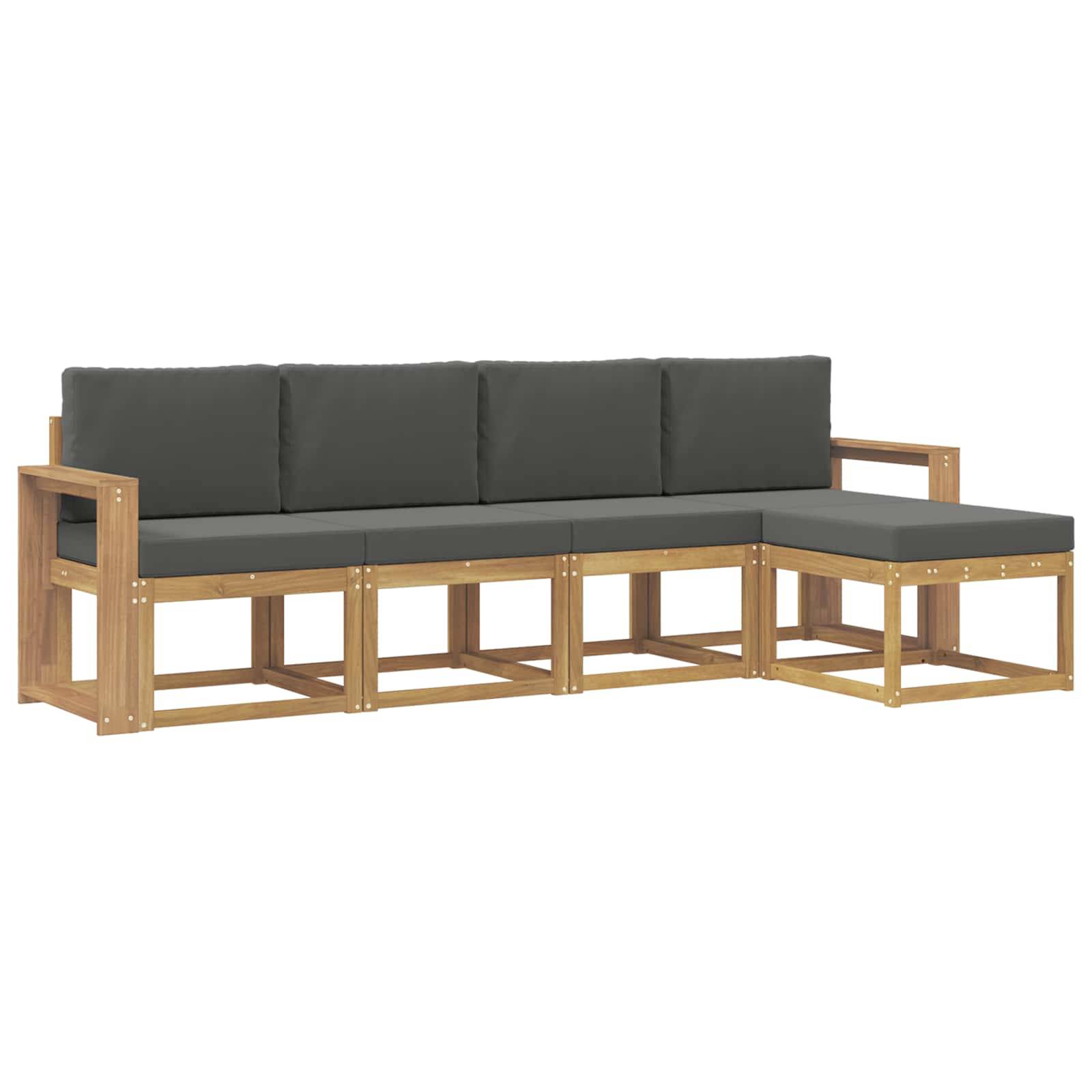 vidaXL Outdoor-Sofagarnitur mit Kissen 5 pcs Weiß und Anthrazit