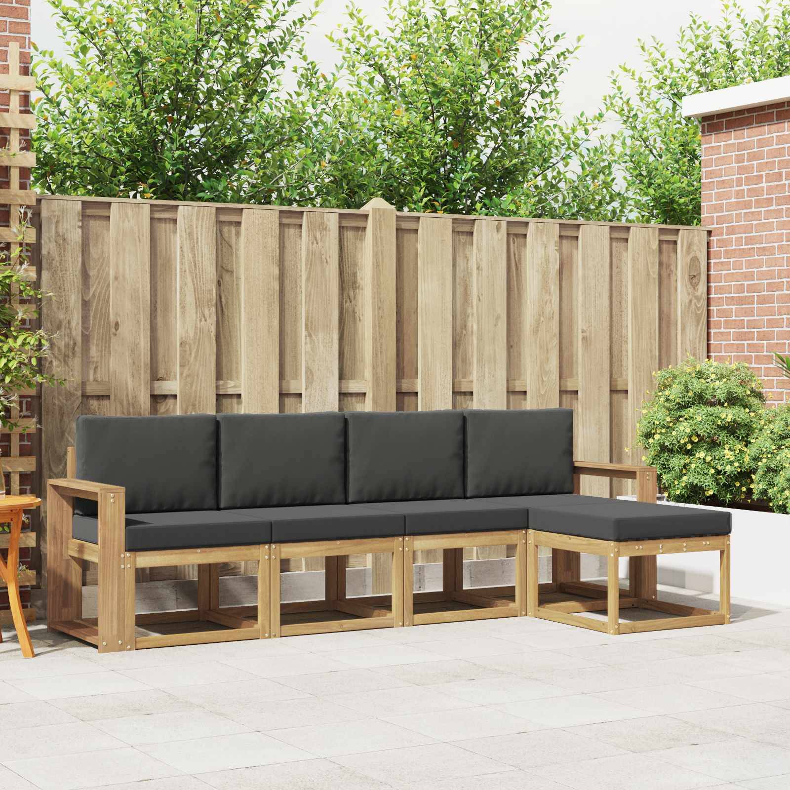 vidaXL Outdoor-Sofagarnitur mit Kissen 5 pcs Weiß und Anthrazit
