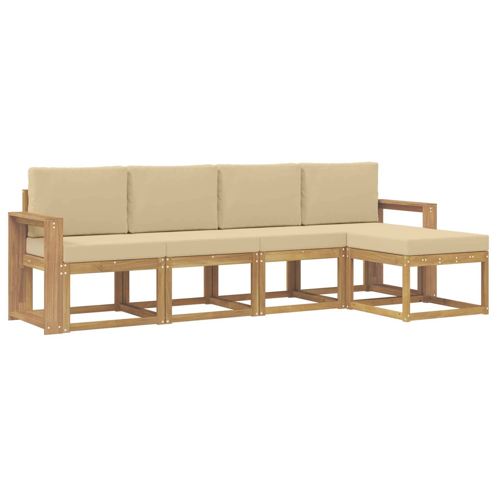 vidaXL Outdoor-Sofagarnitur mit Kissen 5 pcs Weiß und Beige
