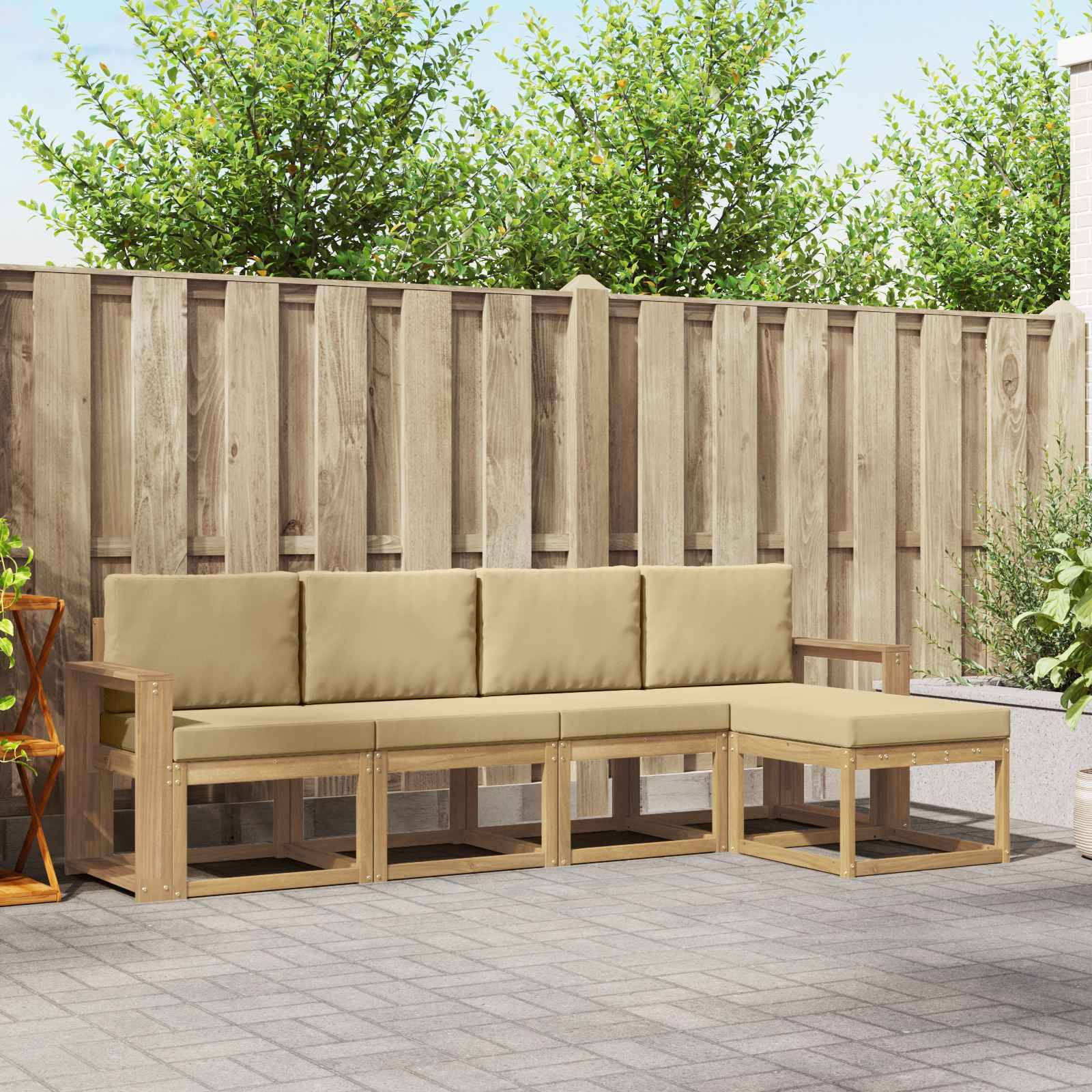 vidaXL Outdoor-Sofagarnitur mit Kissen 5 pcs Weiß und Beige