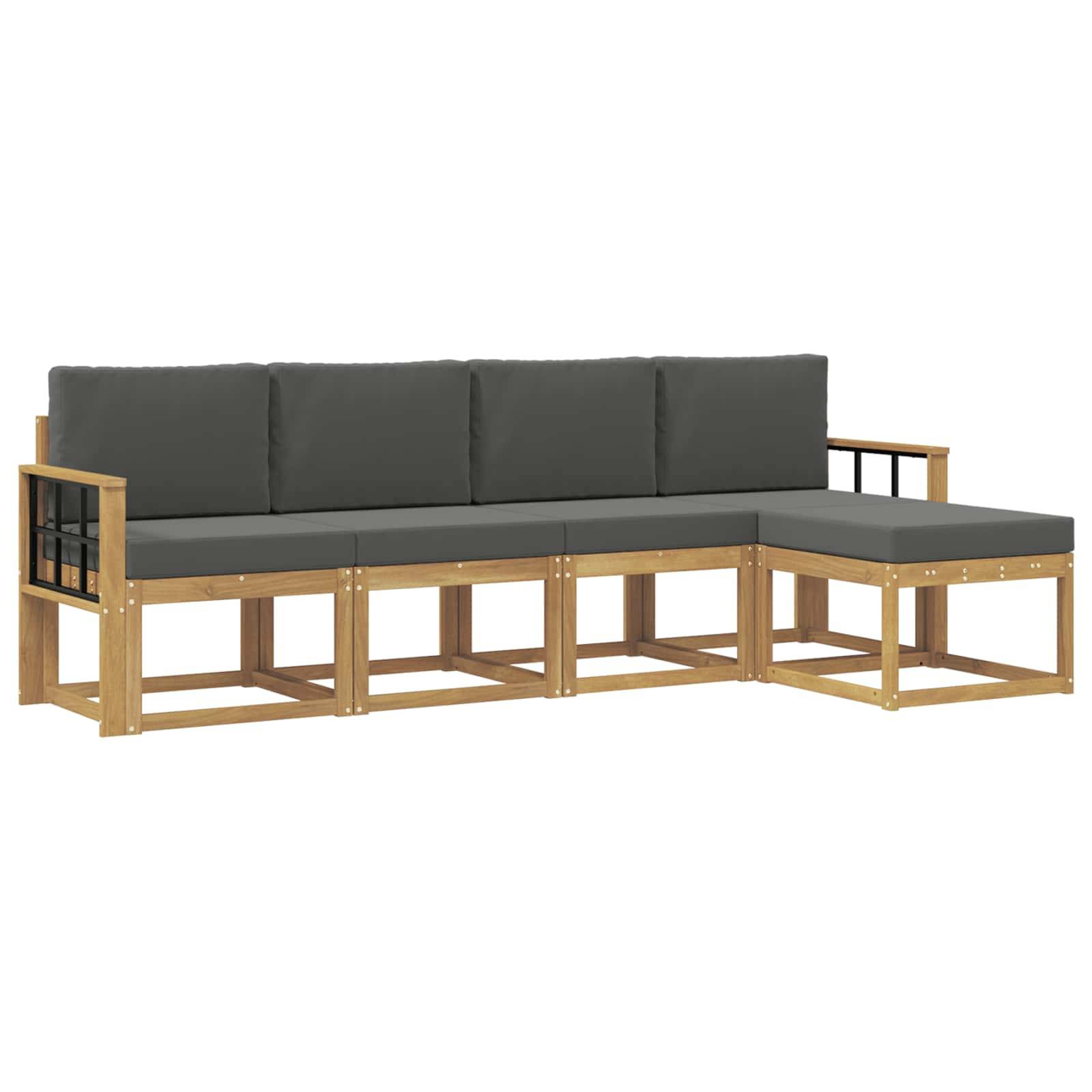 vidaXL Outdoor-Sofagarnitur mit Kissen 5 pcs Weiß und Anthrazit