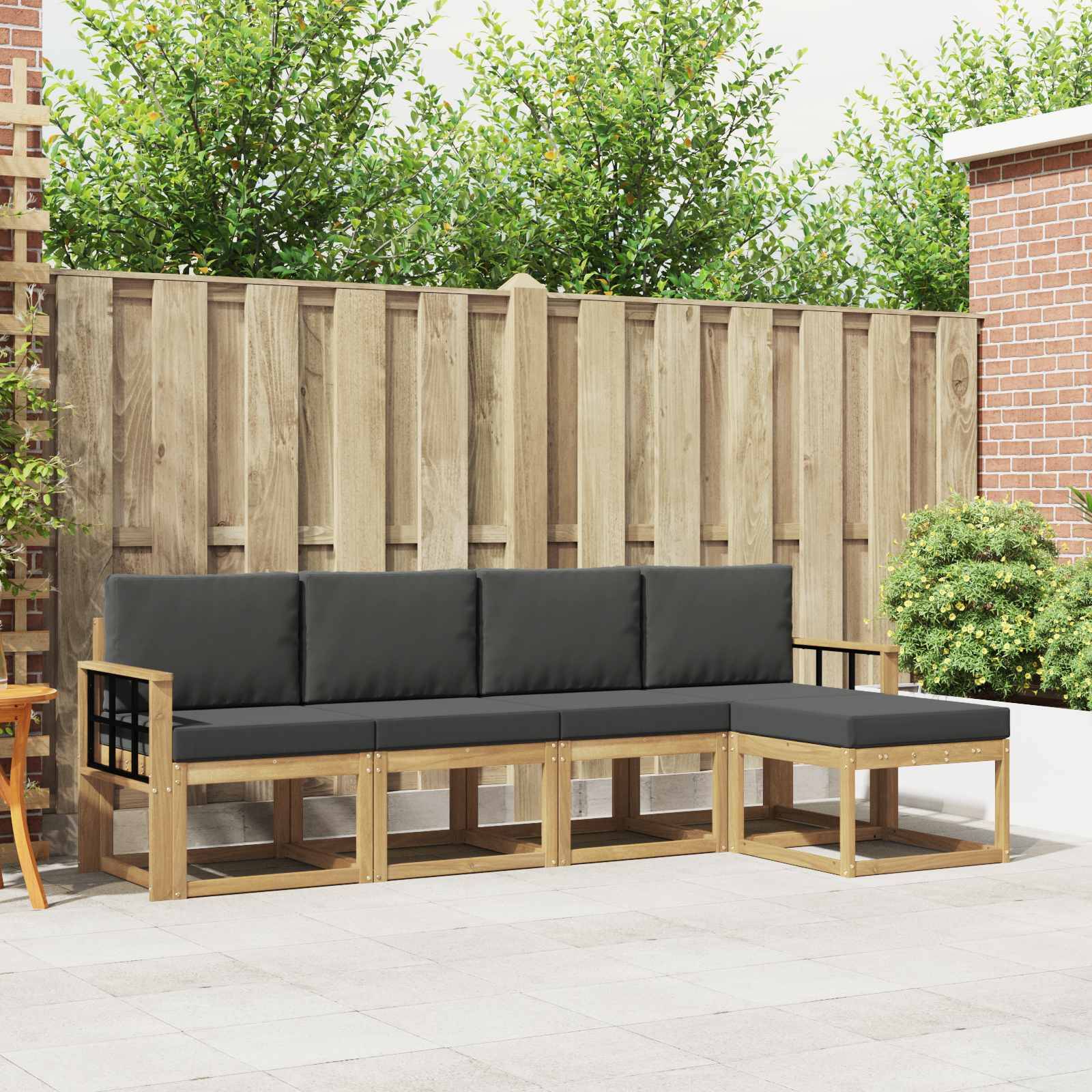 vidaXL Outdoor-Sofagarnitur mit Kissen 5 pcs Weiß und Anthrazit