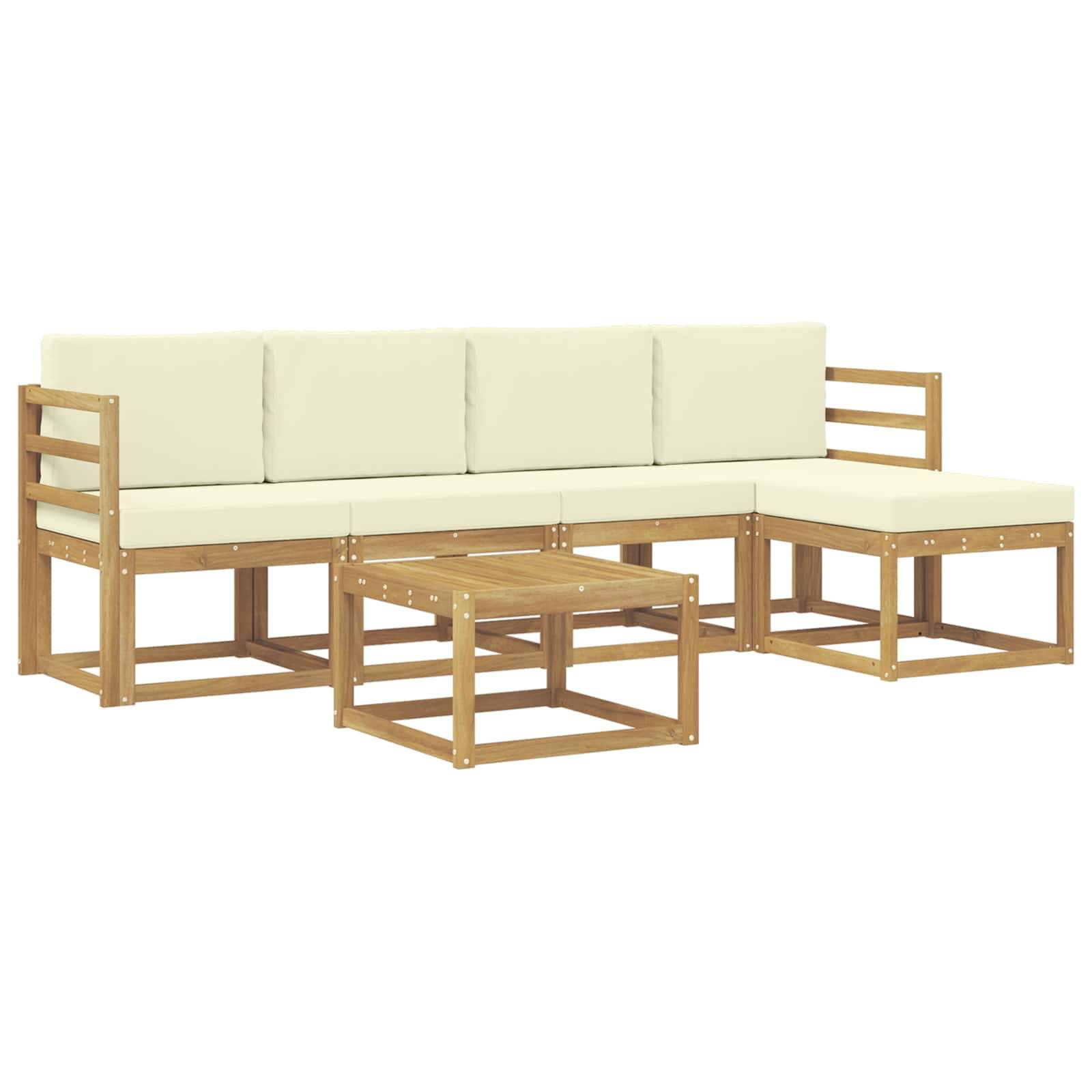 vidaXL Outdoor-Sofagarnitur mit Kissen 6 pcs Weiß und Creme