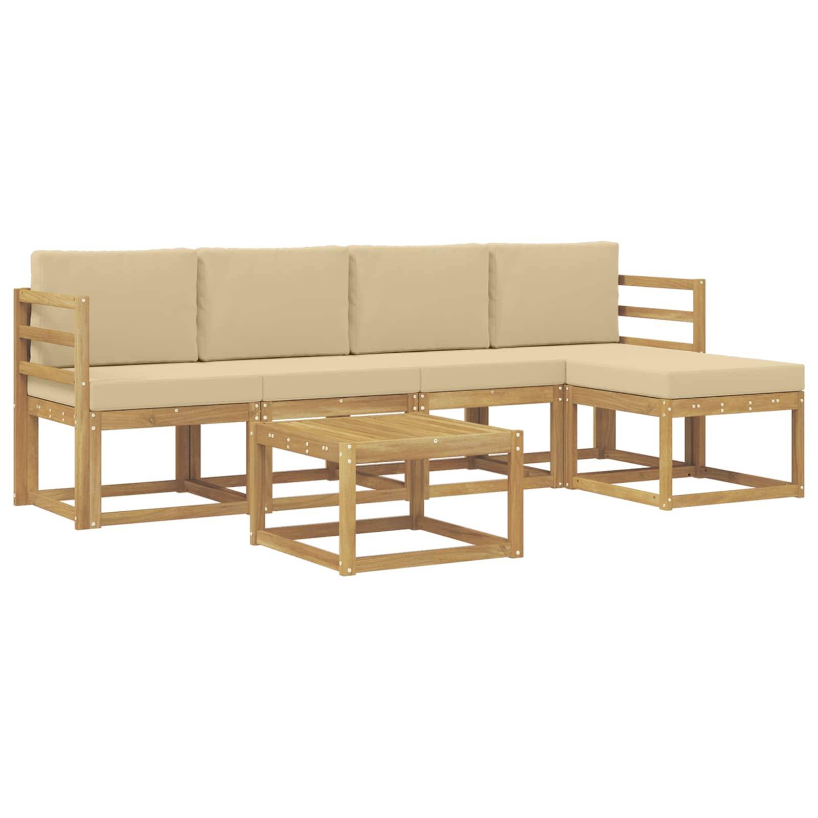 vidaXL Outdoor-Sofagarnitur mit Kissen 6 pcs Weiß und Beige