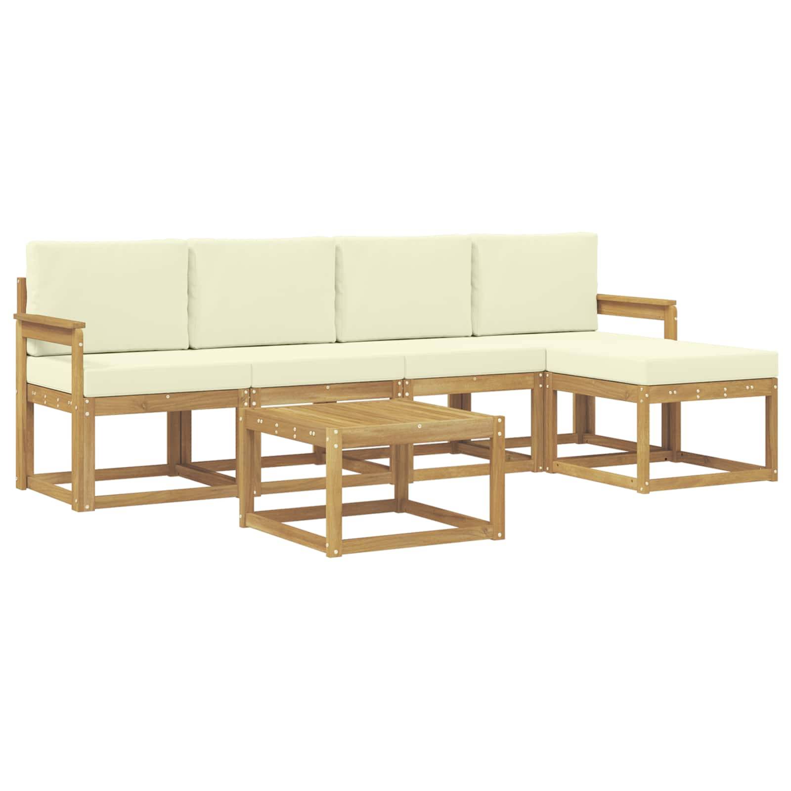 vidaXL Outdoor-Sofagarnitur mit Kissen 6 pcs Weiß und Creme