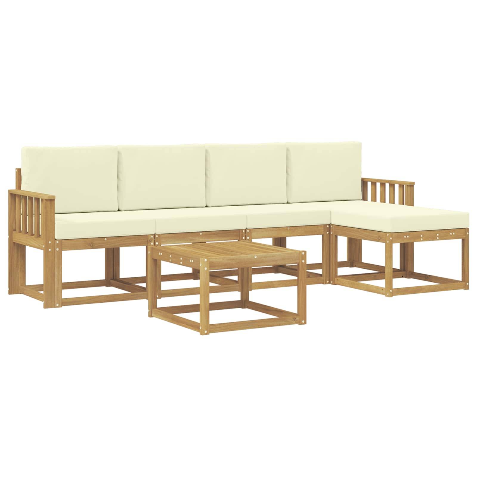 vidaXL Outdoor-Sofagarnitur mit Kissen 6 pcs Weiß und Creme