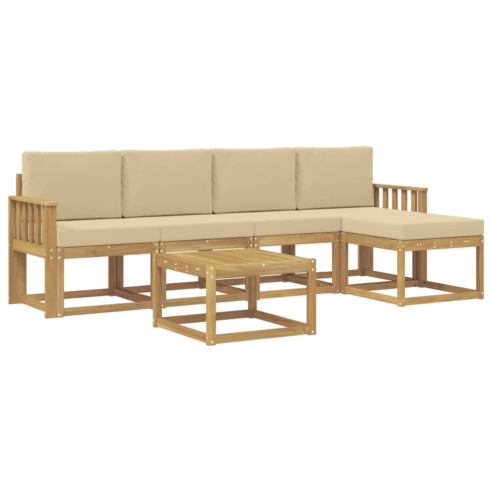 vidaXL Outdoor-Sofagarnitur mit Kissen 6 pcs Weiß und Beige