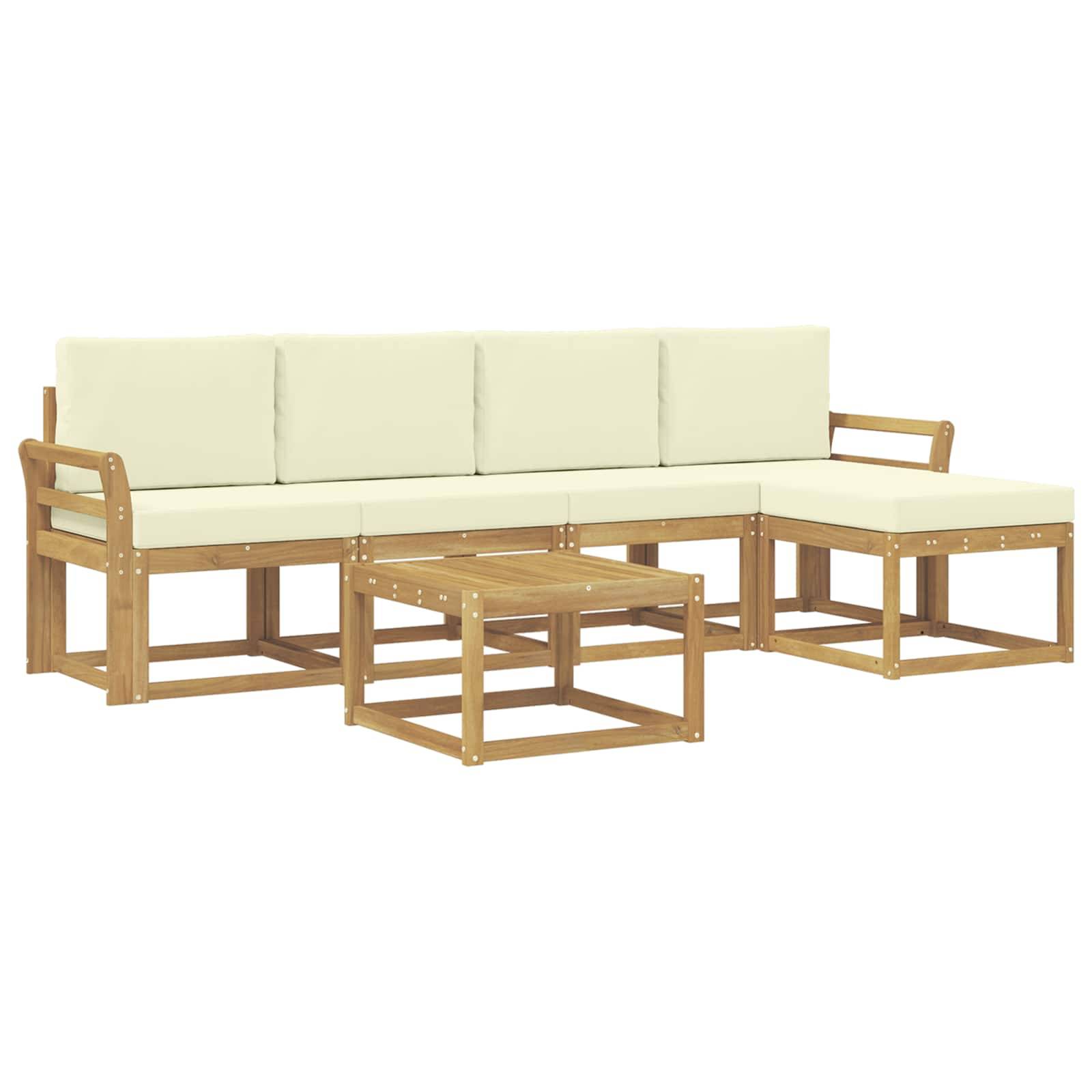 vidaXL Outdoor-Sofagarnitur mit Kissen 6 pcs Weiß und Creme